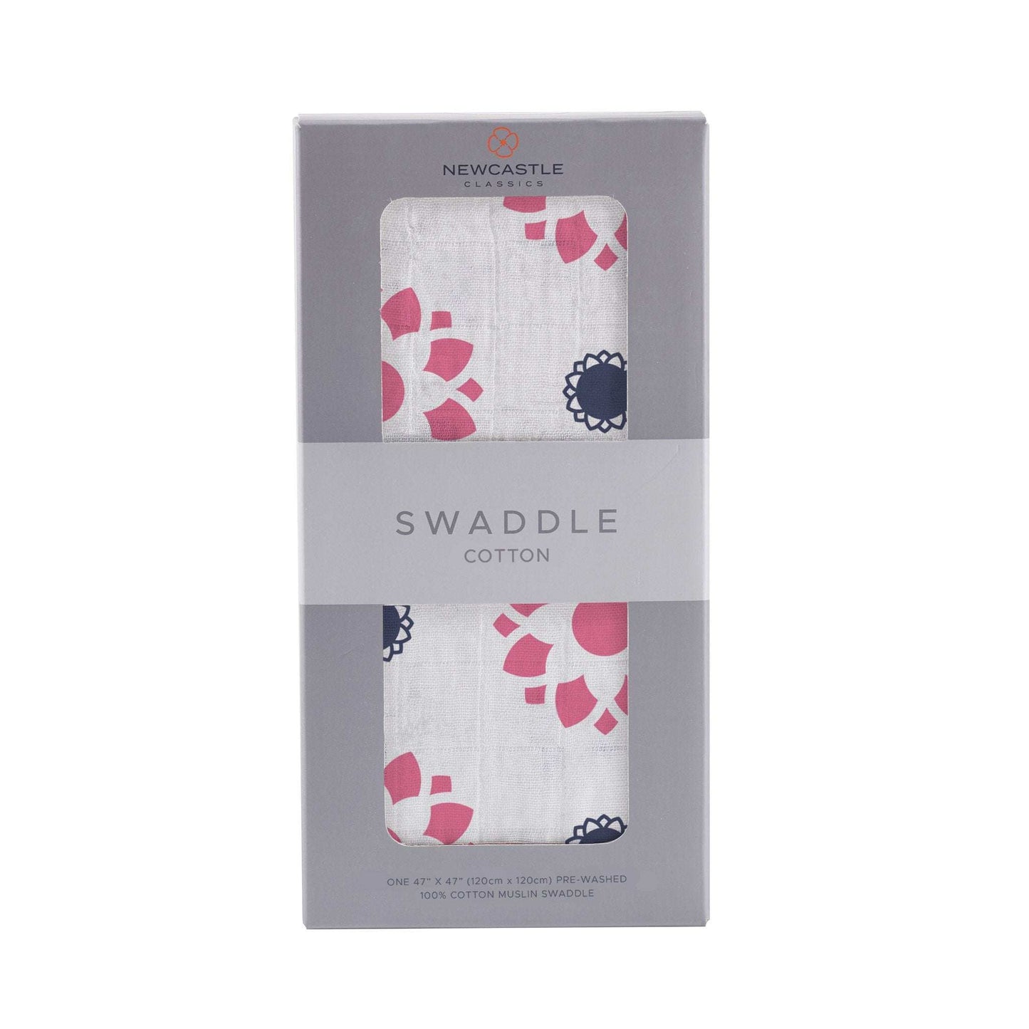 Primrose Indigo Cotton Muslin Swaddle Blanket for Babies Newcastle Classics