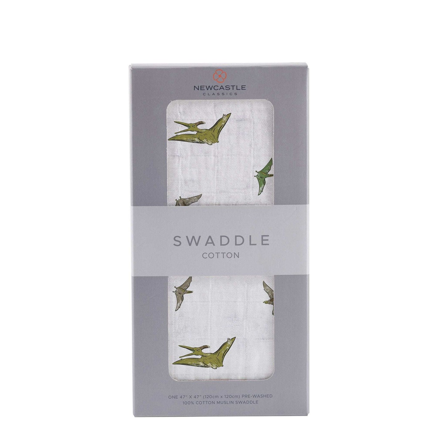 Pteranodon Cotton Muslin Swaddle Blanket Soft Breathable Pre Washed Natural Fabric Newcastle Classics