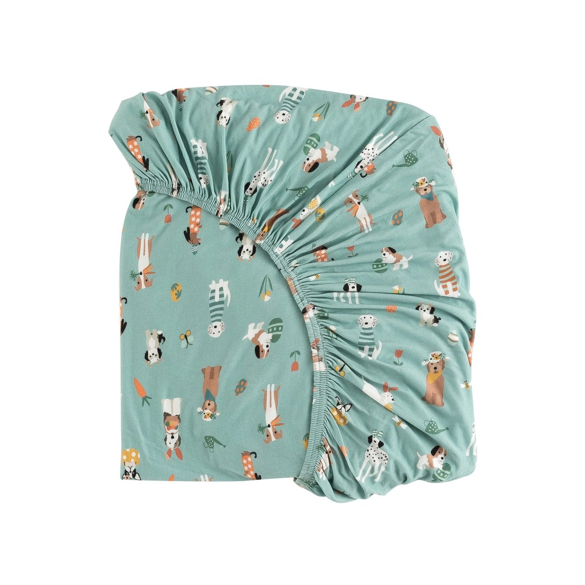Dreamlet Puppy Egg Hunt Crib Sheet Aquamarine Dreamlet Bedding - Everetts Place Boutique -