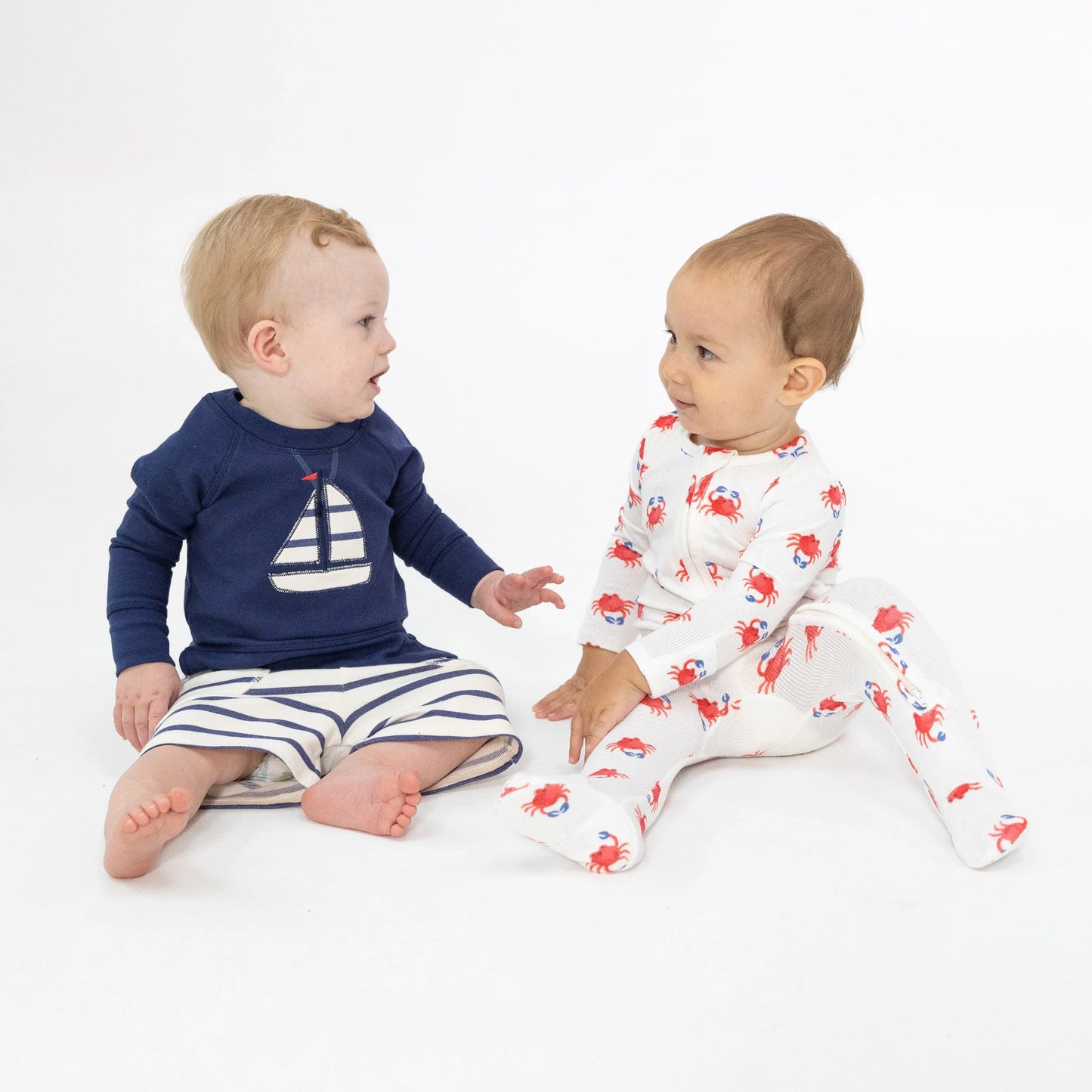 Raglan Sweatshirt with Sailboat Applique and French Terry Shorts for Kids Angel Dear
