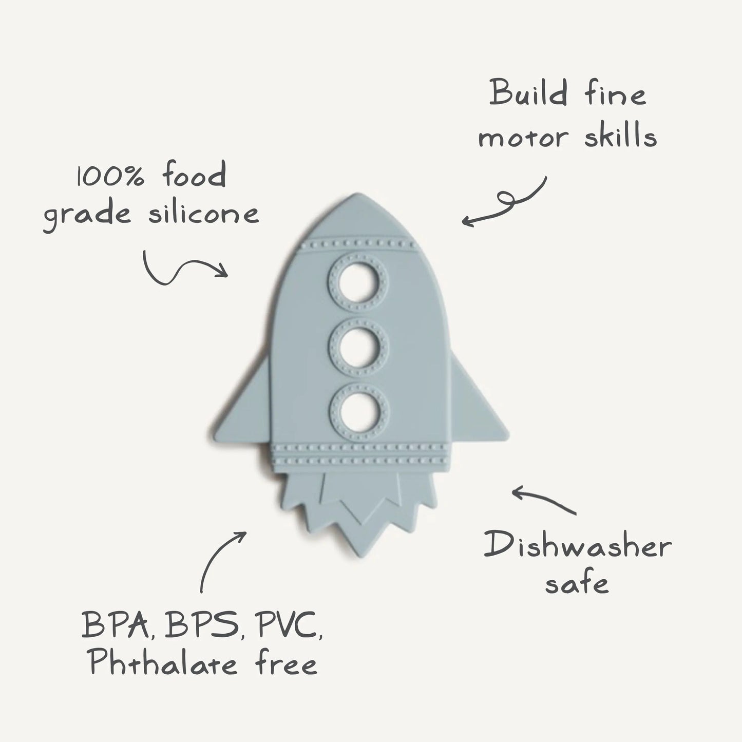 Rocket Teether Made from Non-Toxic Food-Grade Silicone for Baby Gums Mushie