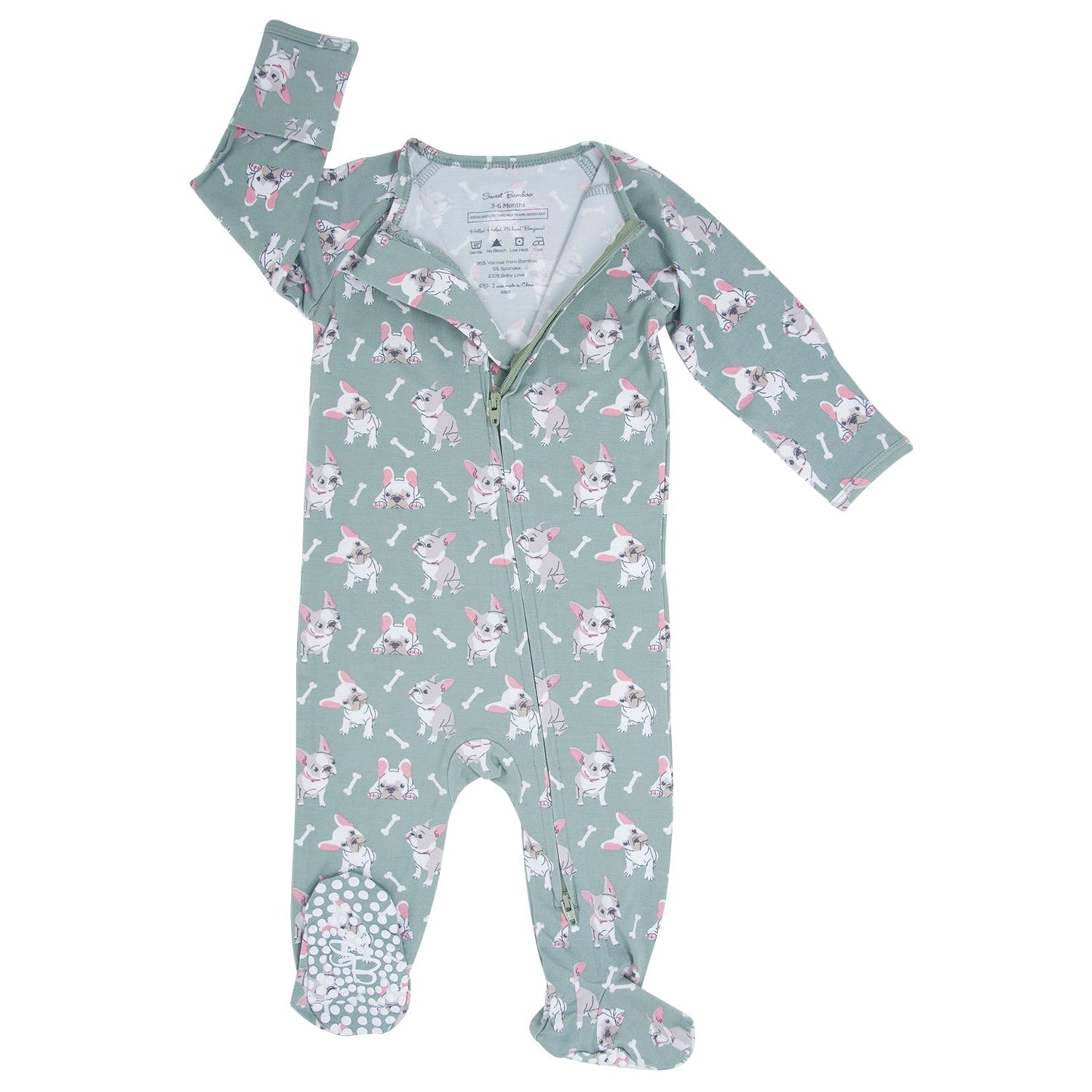 Ruff and Stuff Zipper Footie Sweet Bamboo Everetts Place: Online Boutique