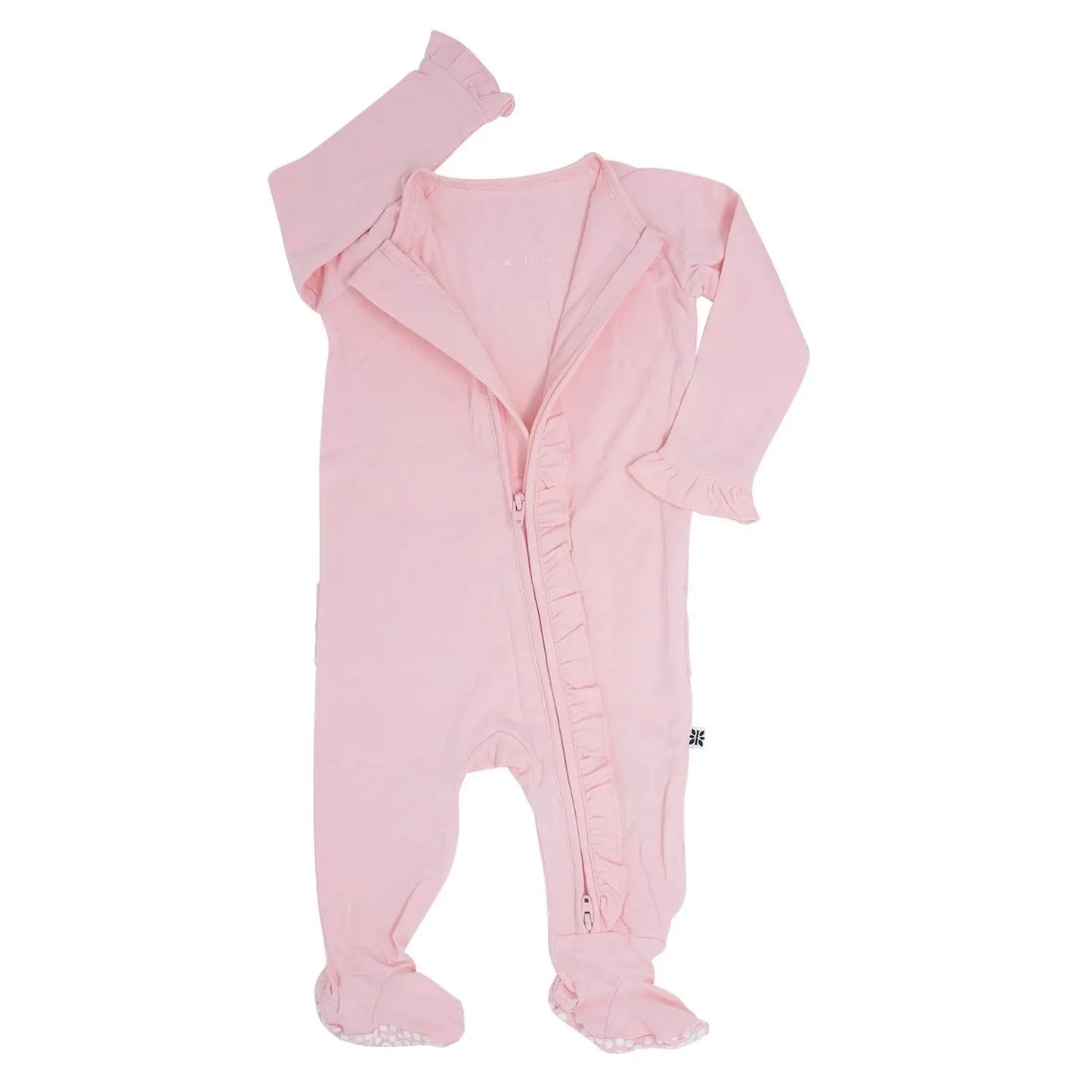 Ruffle Footie with Hypoallergenic Silky Smooth Fabric and No Slip Grips Sweet Bamboo