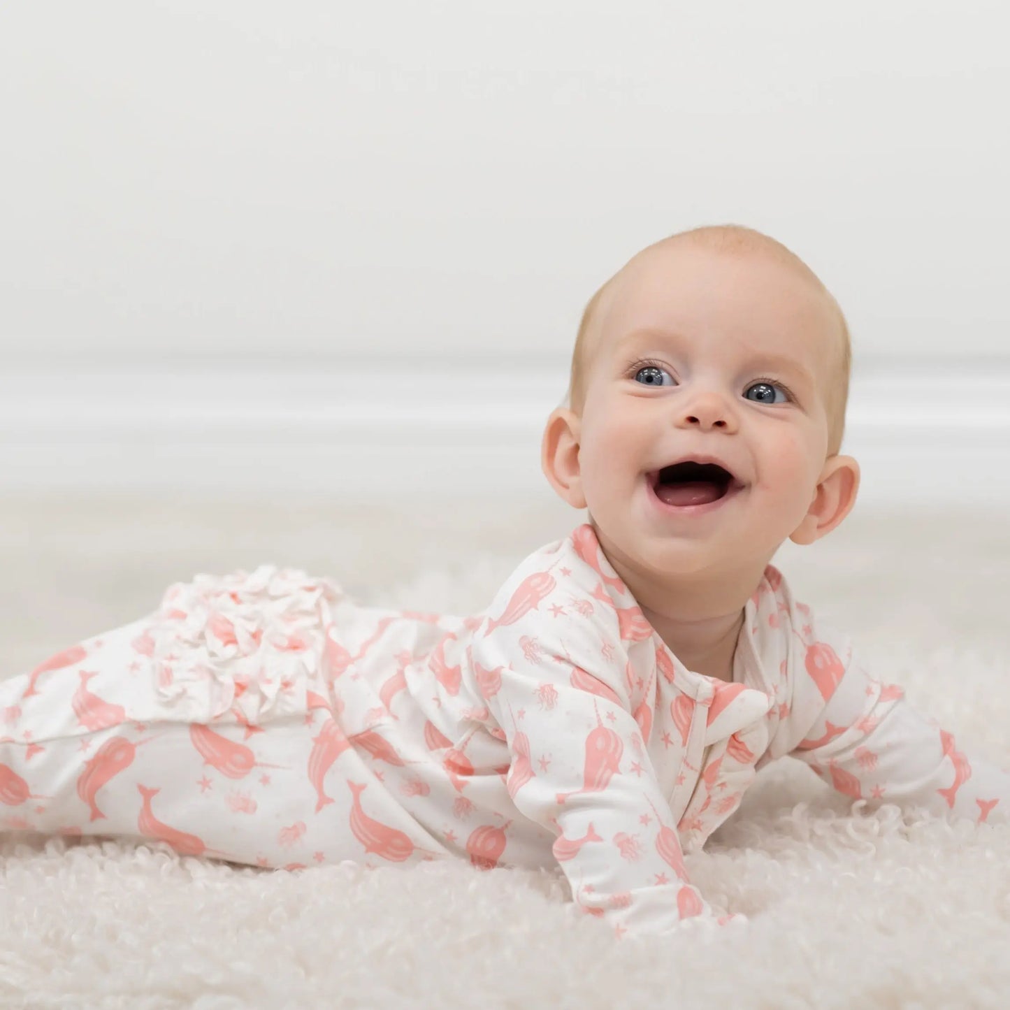 Ruffle Footie with 2 Way Zipper and No Slip Grips for Comfort and Stability Sweet Bamboo