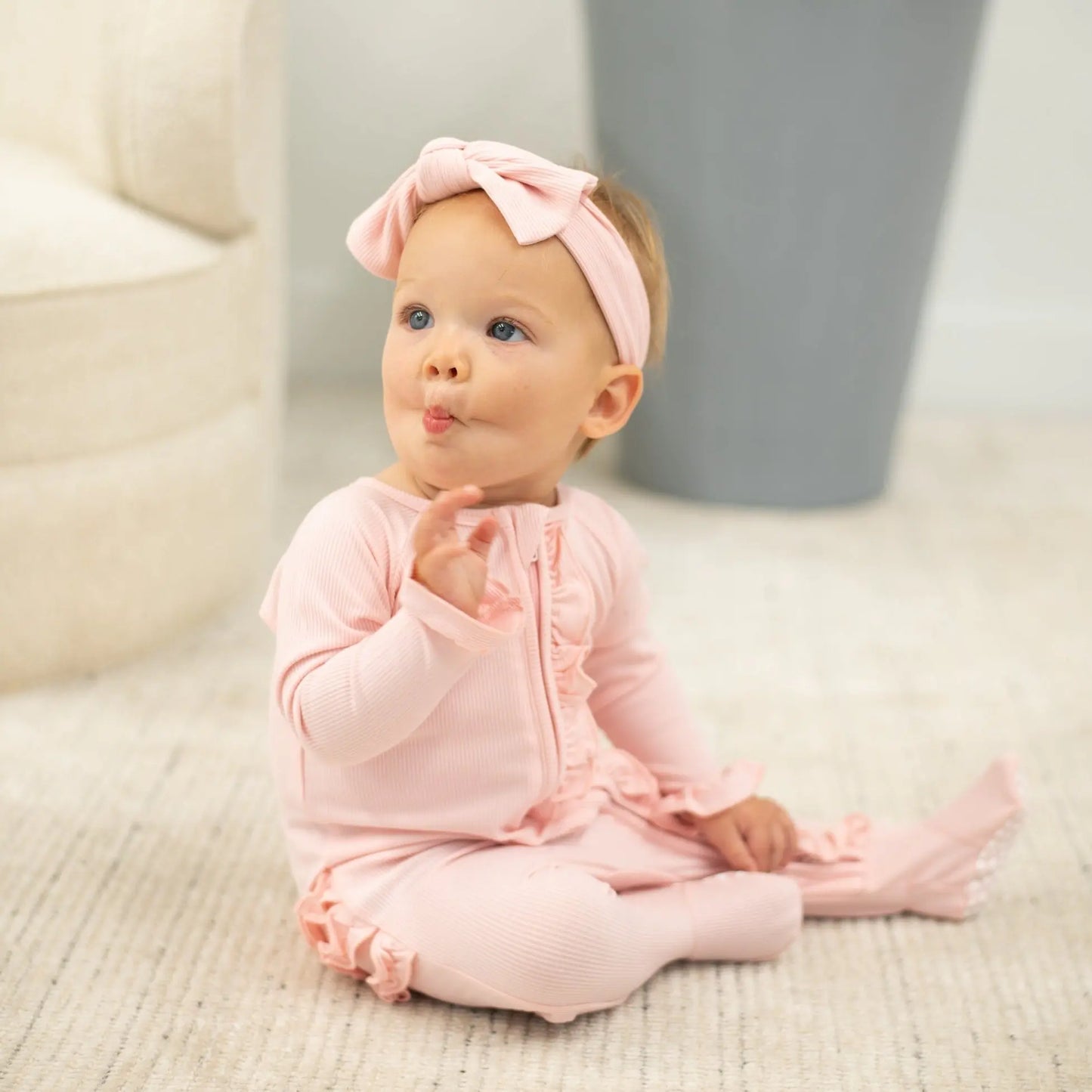 Ruffle Footie with Hypoallergenic Silky Smooth Fabric and No Slip Grips Sweet Bamboo