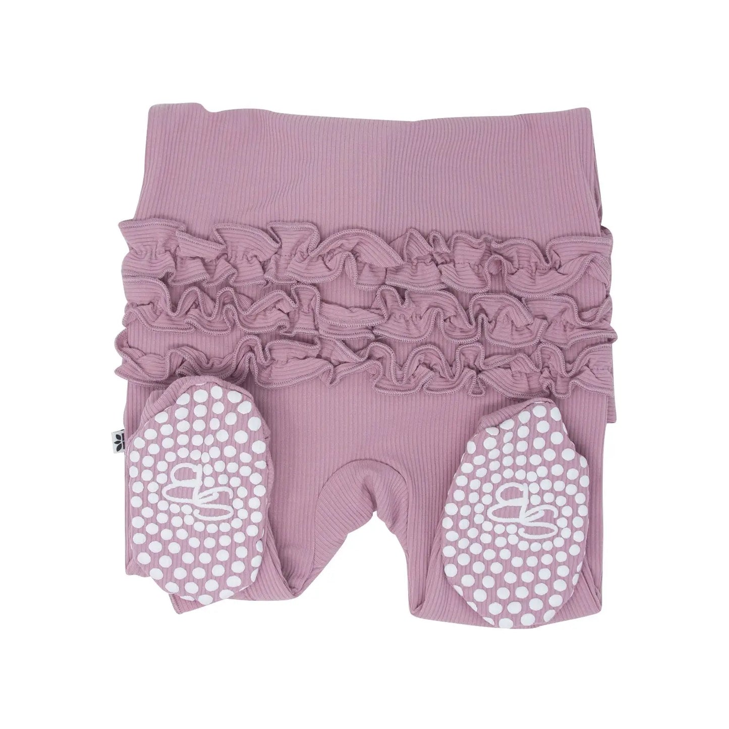 Ruffle Footie With 2 Way Zipper And No Slip Grips For Stability Sweet Bamboo