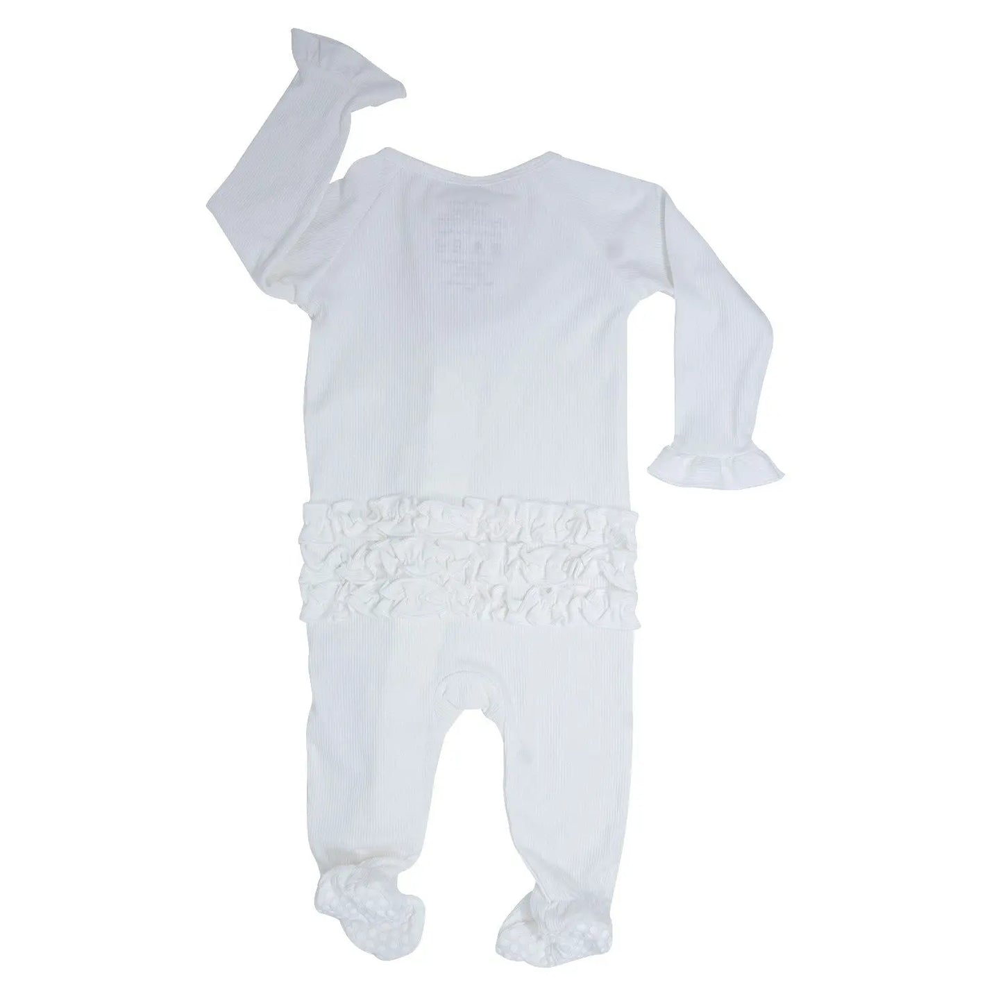 Ruffle Footie with 2 Way Zipper and No Slip Grips for Stability Sweet Bamboo
