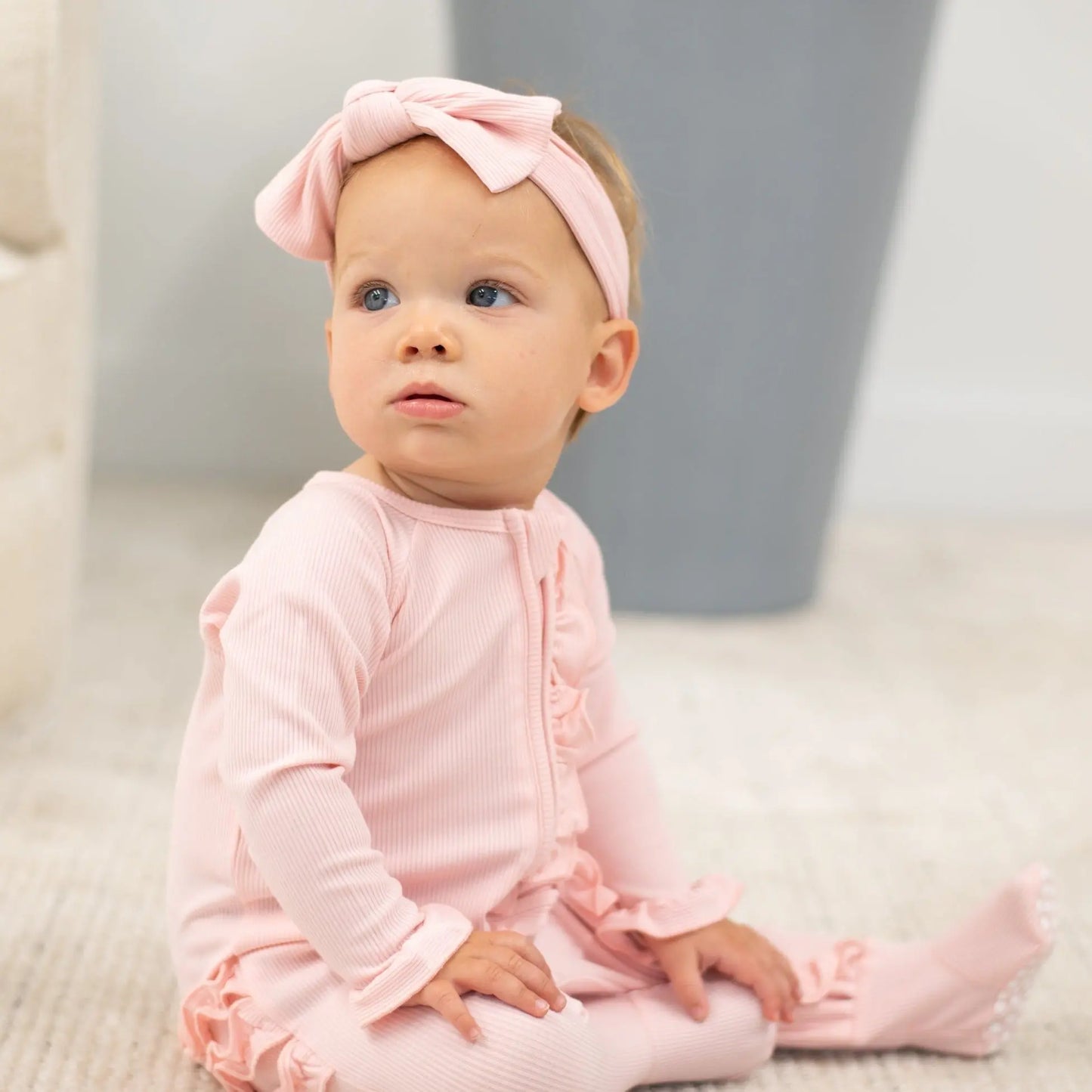 Ruffle Footie with Hypoallergenic Silky Smooth Fabric and No Slip Grips Sweet Bamboo