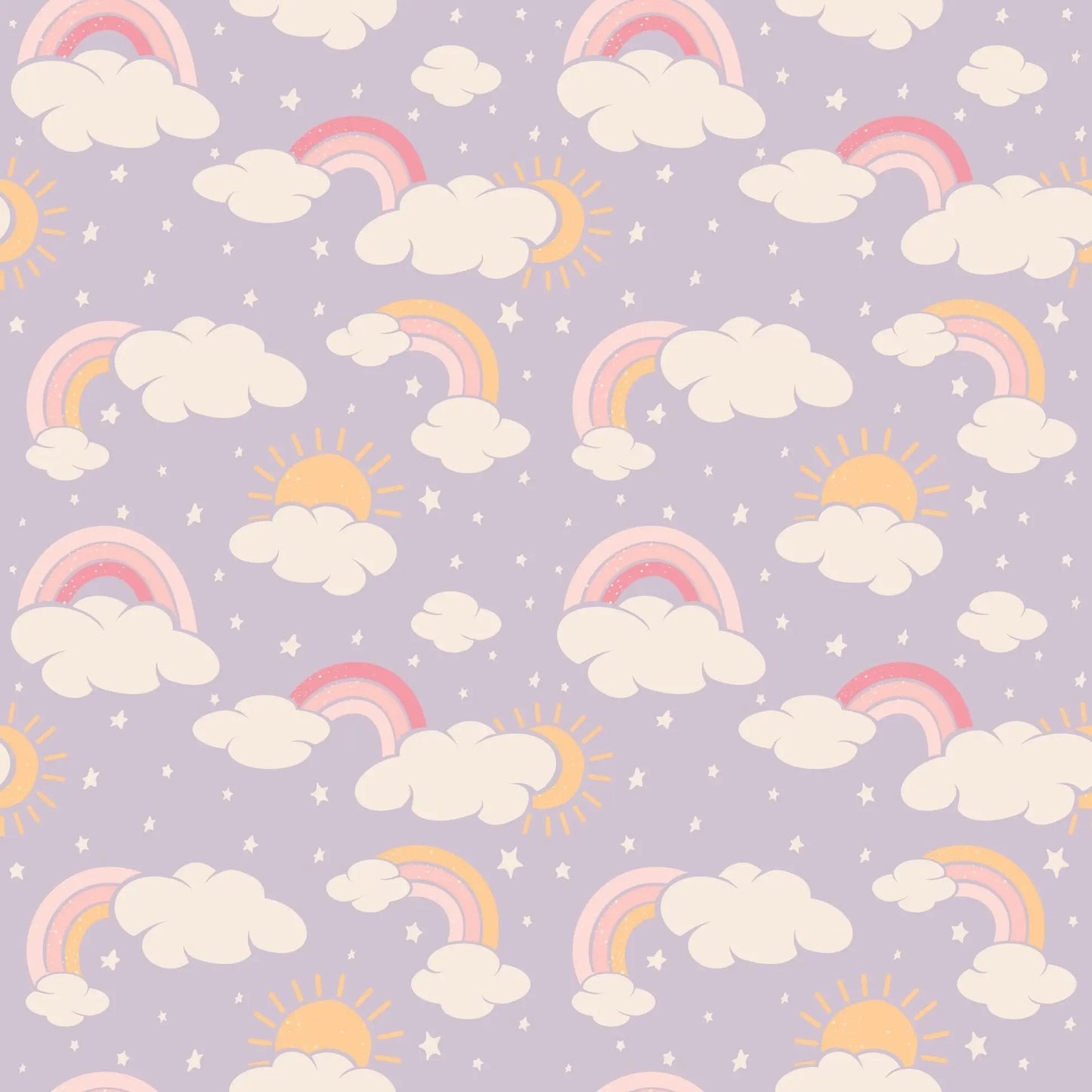 Lavender Rainbows and Clouds Ruffle Baby Footie with Two Way Zipper and No Slip Grips Sweet Bamboo