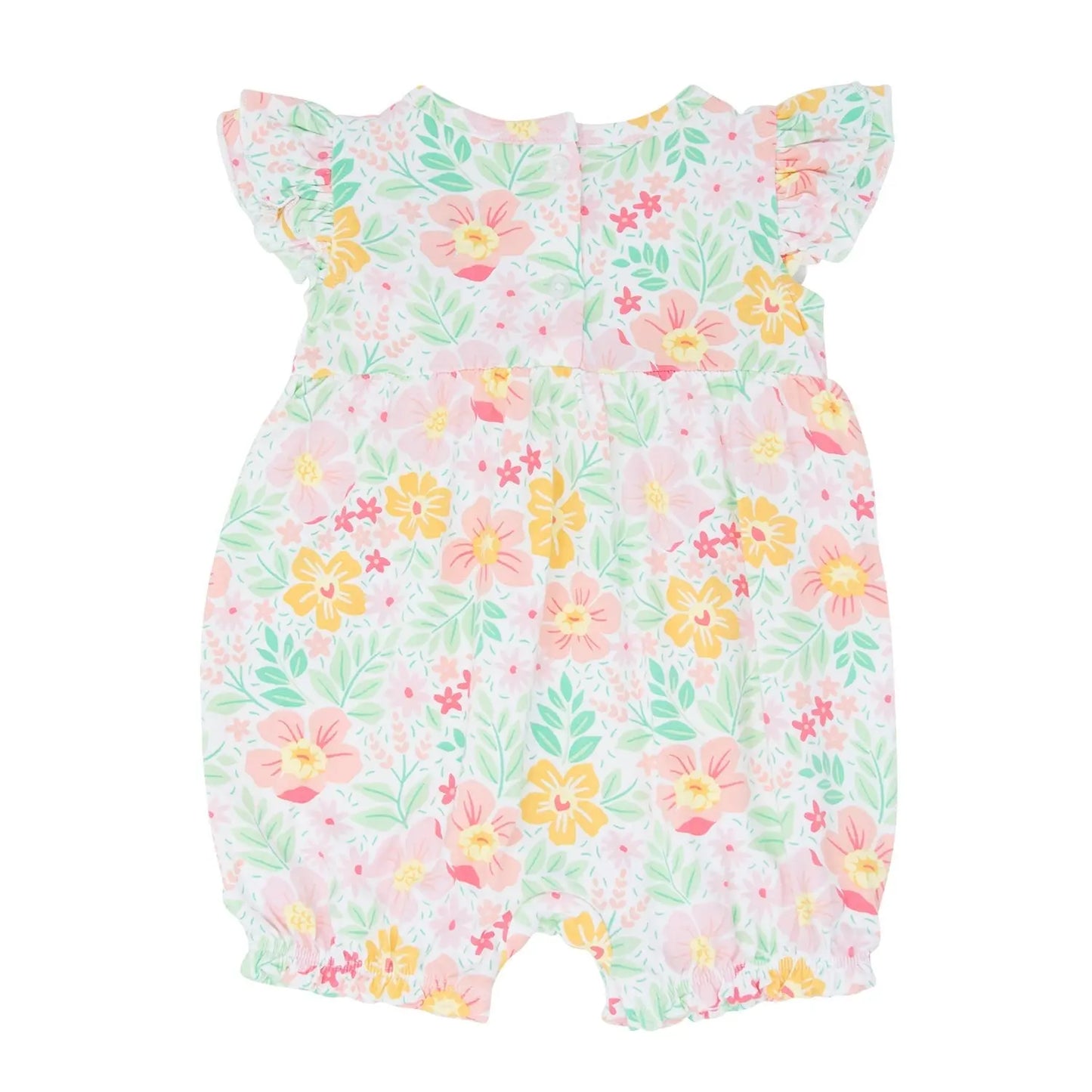 Ruffle Romper for Girls with Flutter Tank Sleeves and Snap Closure Sweet Bamboo