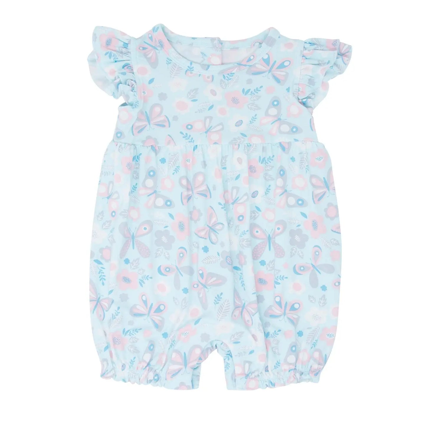 Ruffle Romper for Girls with Flutter Sleeves and Snap Closure Sweet Bamboo