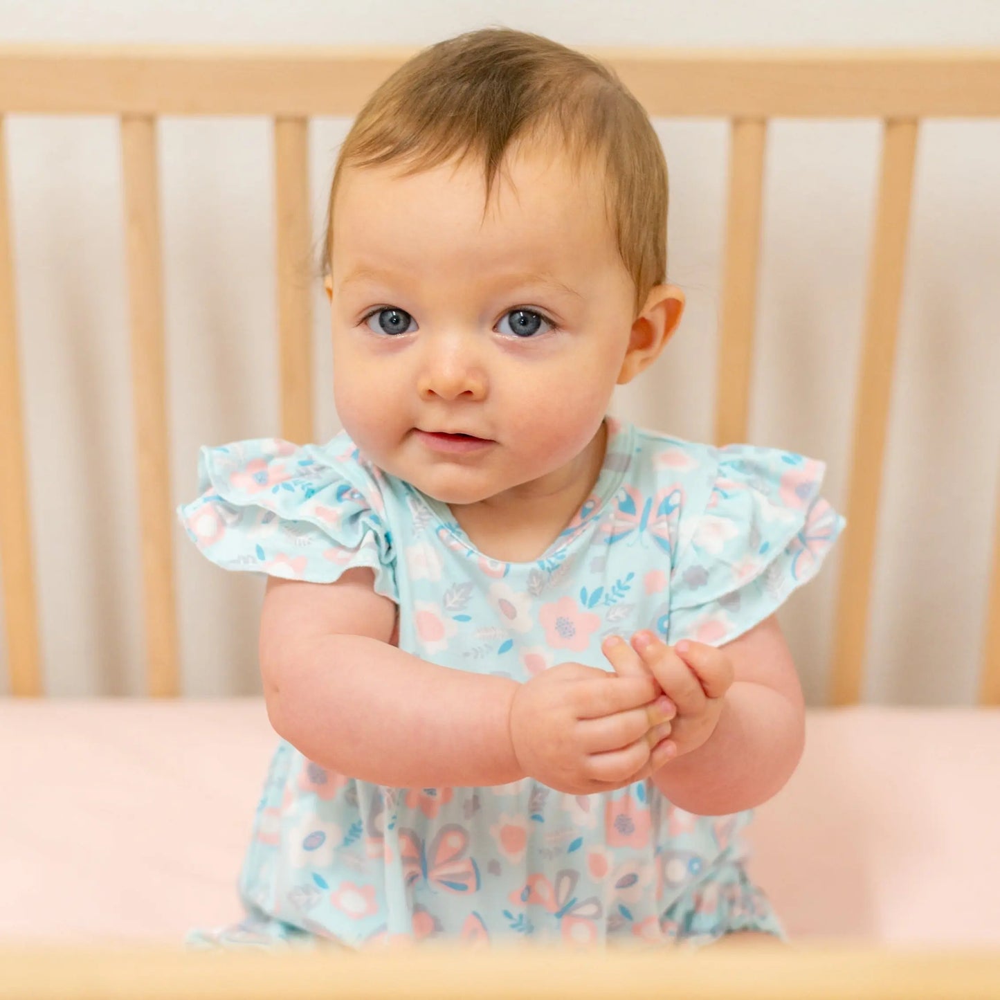 Ruffle Romper for Girls with Flutter Sleeves and Snap Closure Sweet Bamboo