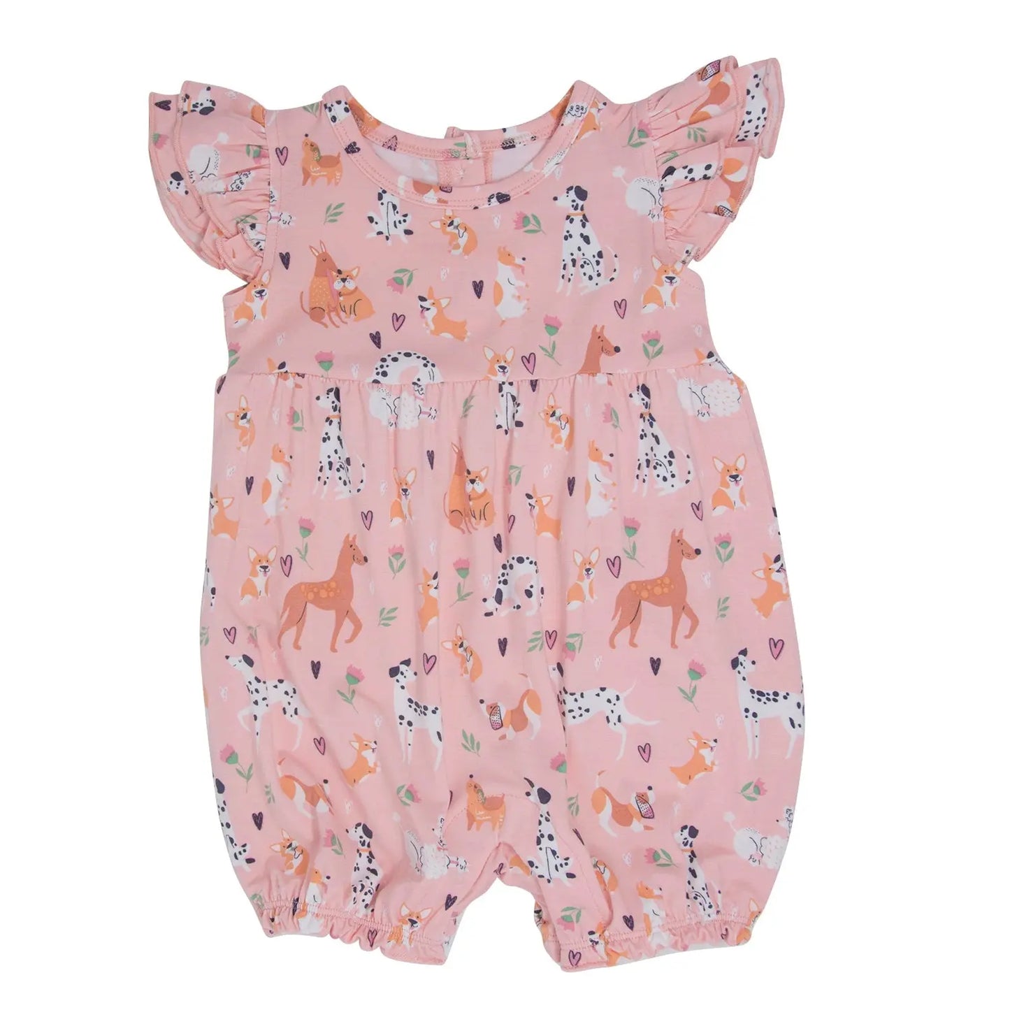 Dalmatian Poodle Puppy Ruffle Romper for Baby Girls Sweet Bamboo