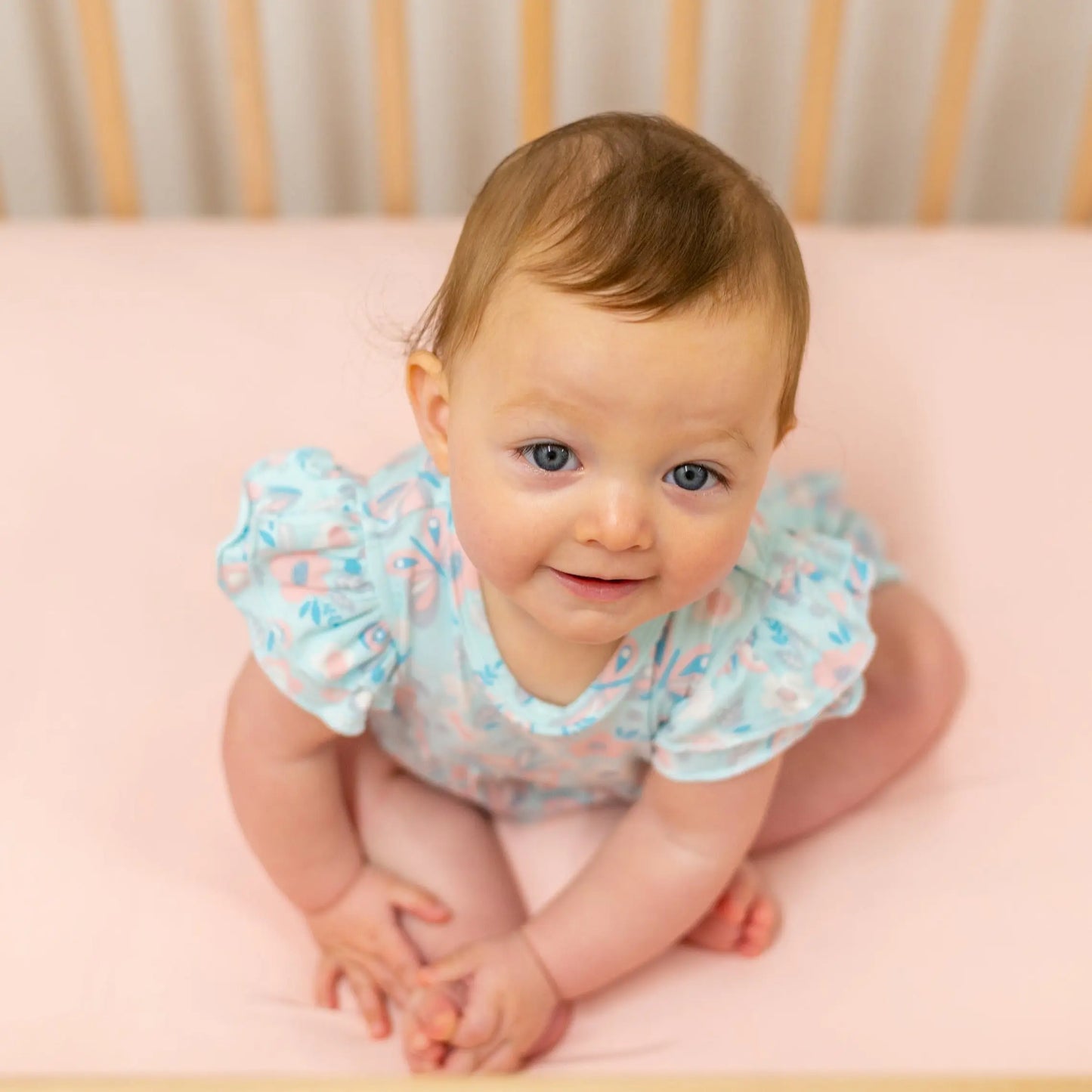 Ruffle Romper for Girls with Flutter Sleeves and Snap Closure Sweet Bamboo