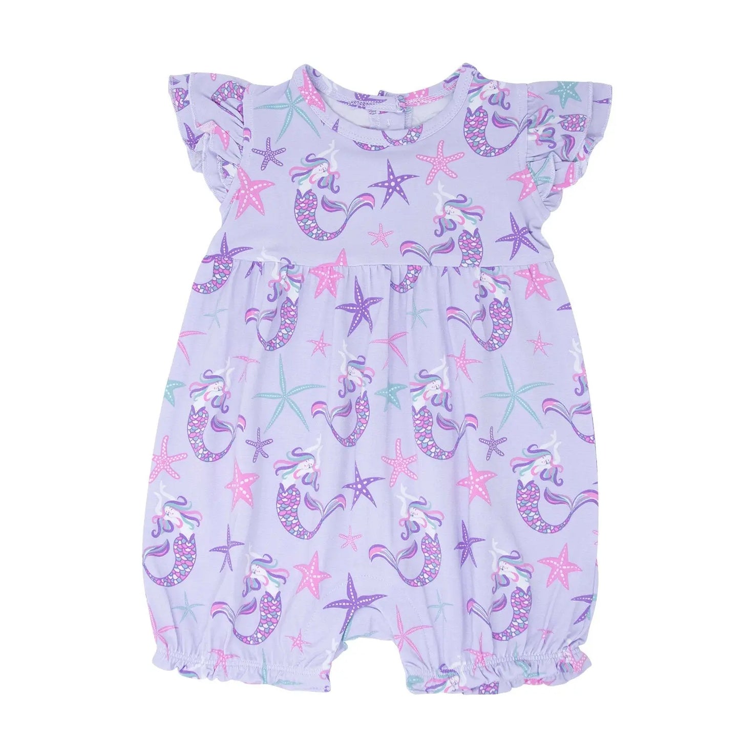 Ruffle Romper for Girls with Flutter Sleeves and Snap Closure Sweet Bamboo