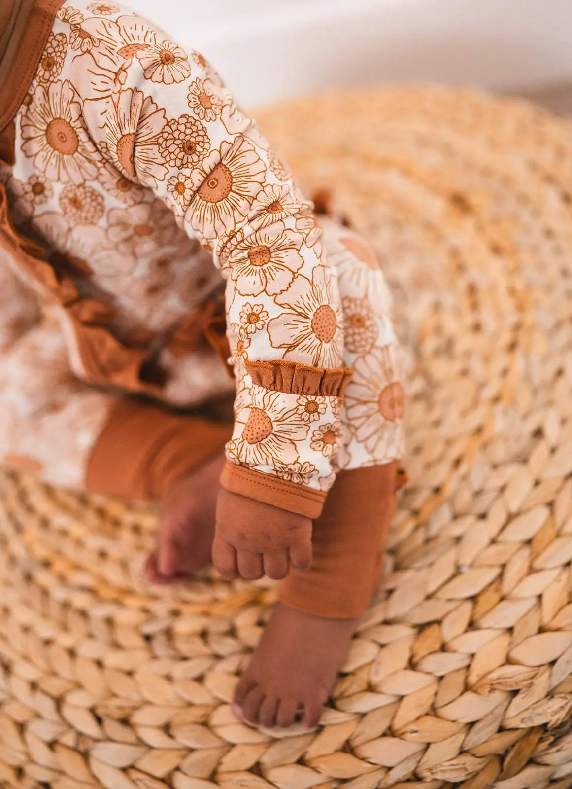 Ruffle Zipper One Piece Flower Garden Bamboo Outfit for Babies Harp Angel Boutique