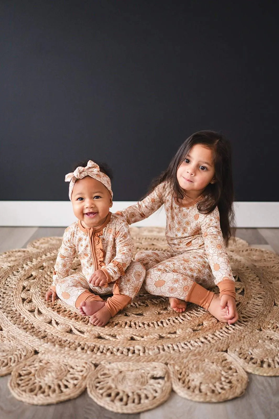 Ruffle Zipper One Piece Flower Garden Bamboo Outfit for Babies Harp Angel Boutique