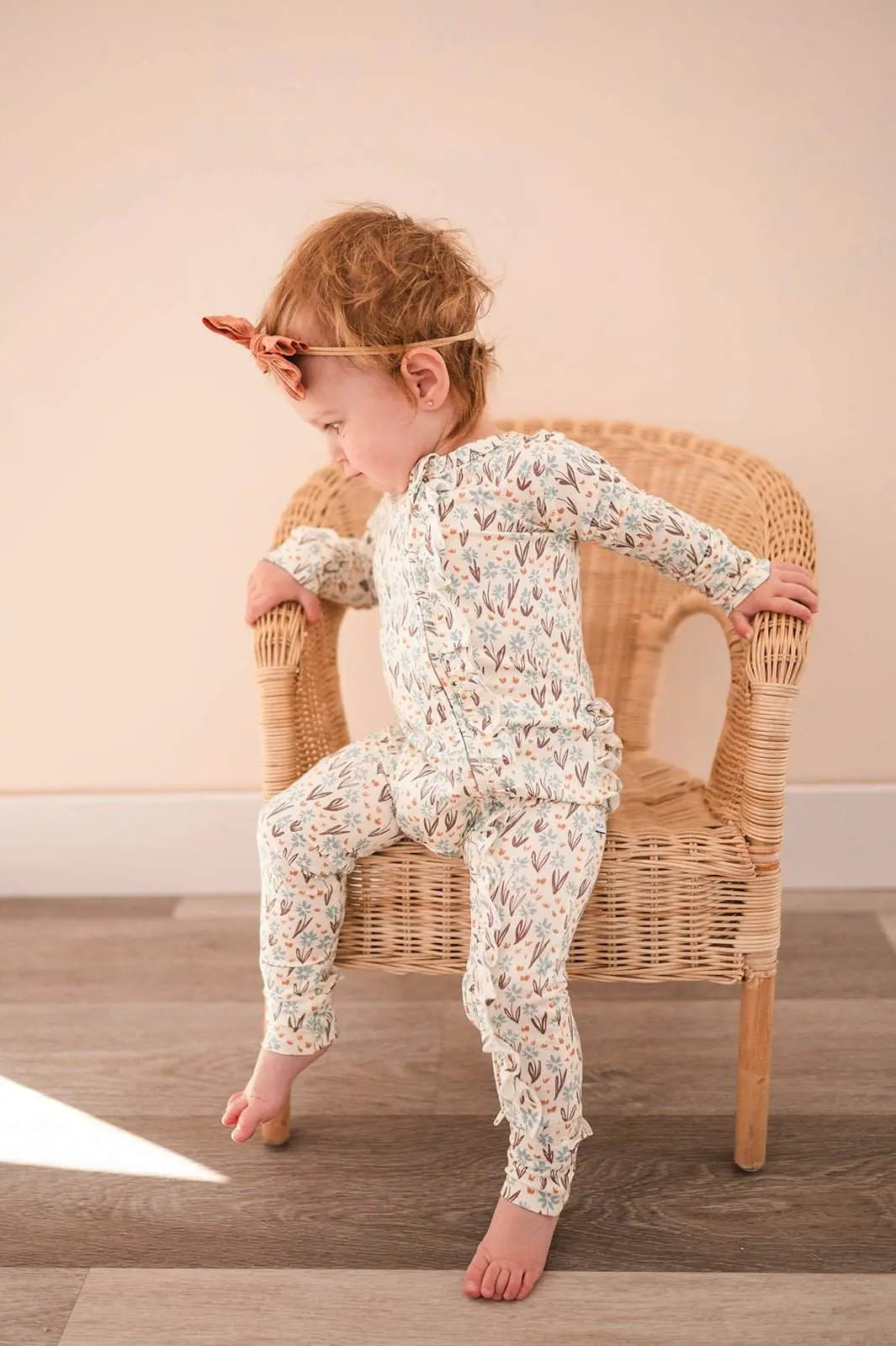 Cozy Ruffle Zipper Baby Pajamas–Soft La La Floral Sleepwear Harp Angel Boutique