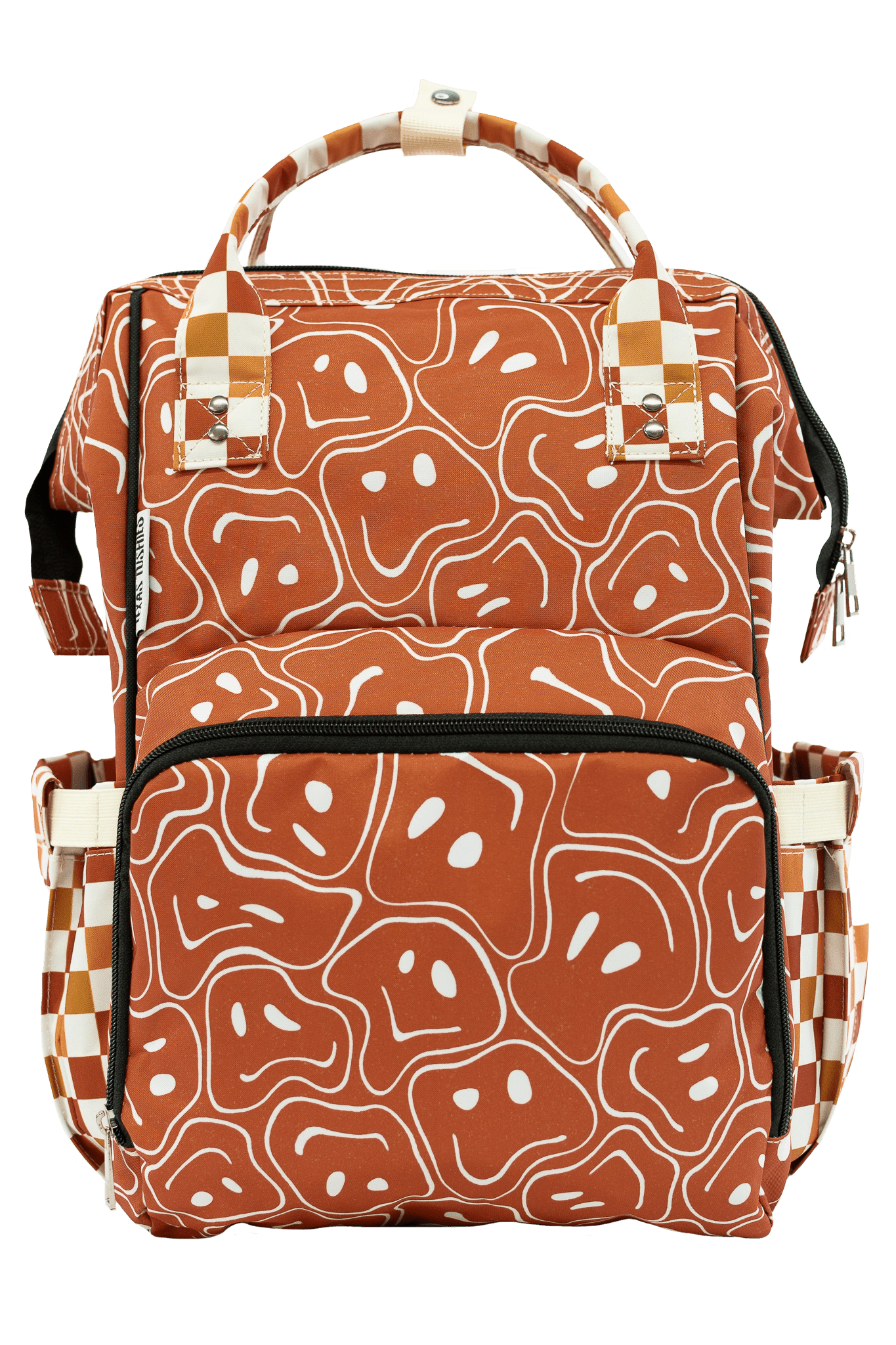 Ryker Faces Autumn Check Diaper Bag Trendy Backpack Style for Busy Parents Texas Tushies