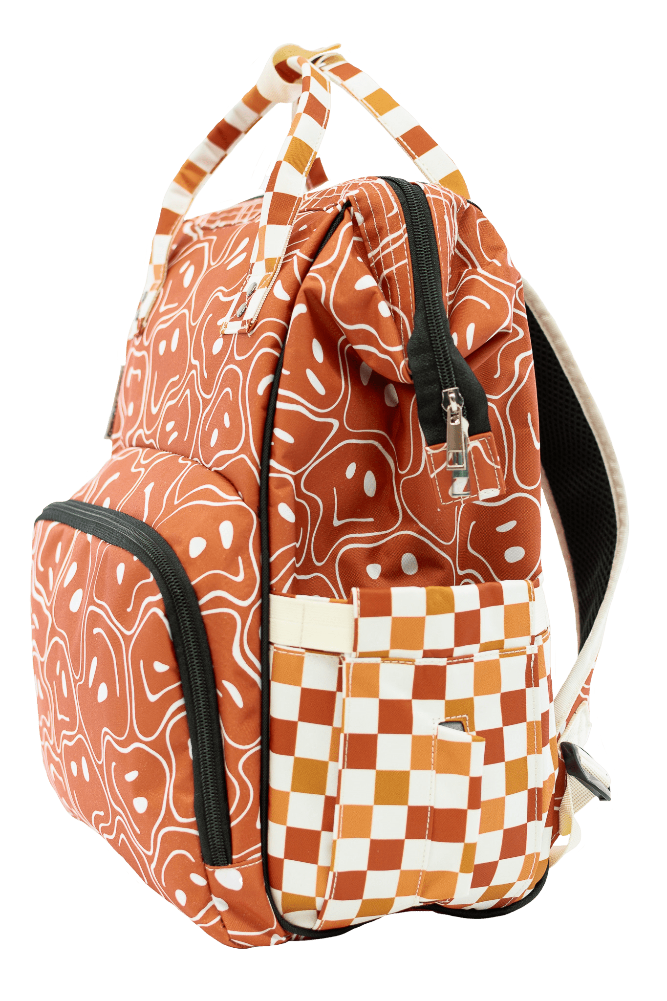 Ryker Faces Autumn Check Diaper Bag Trendy Backpack Style for Busy Parents Texas Tushies