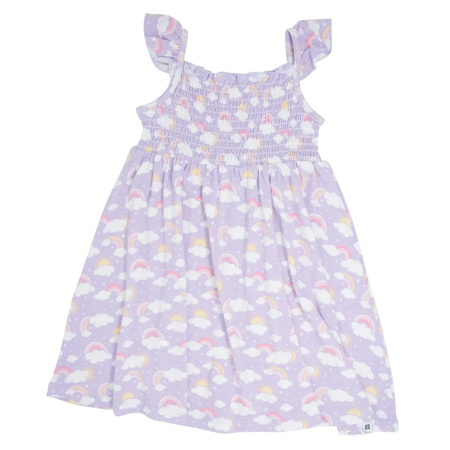 Lavender Rainbows And Clouds Smocked Vintage Dress For Baby Sweet Bamboo