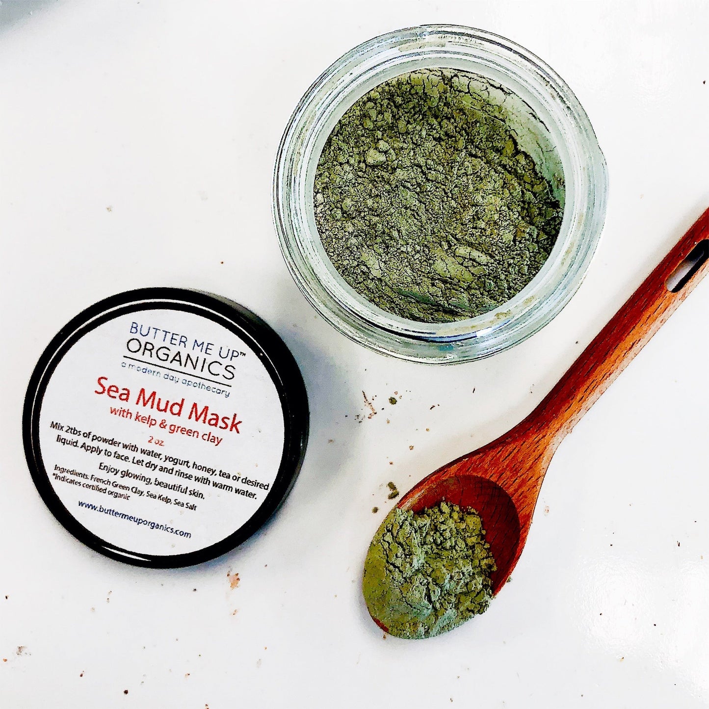 Sea Mud Mask with French Green Clay and Kaolin Clay for Acne Prone Skin Butter Me Up Organics