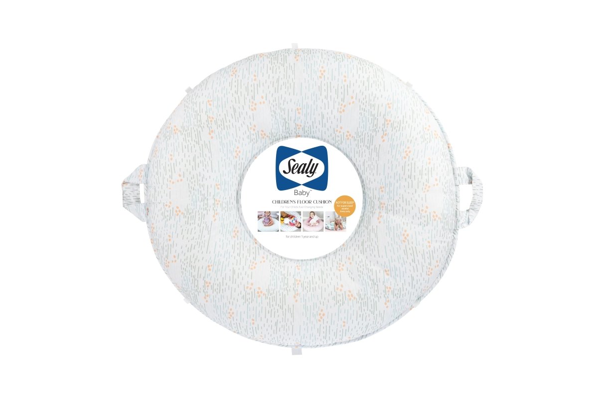 Sealy Children's Floor Cushion in Spring and Gray.