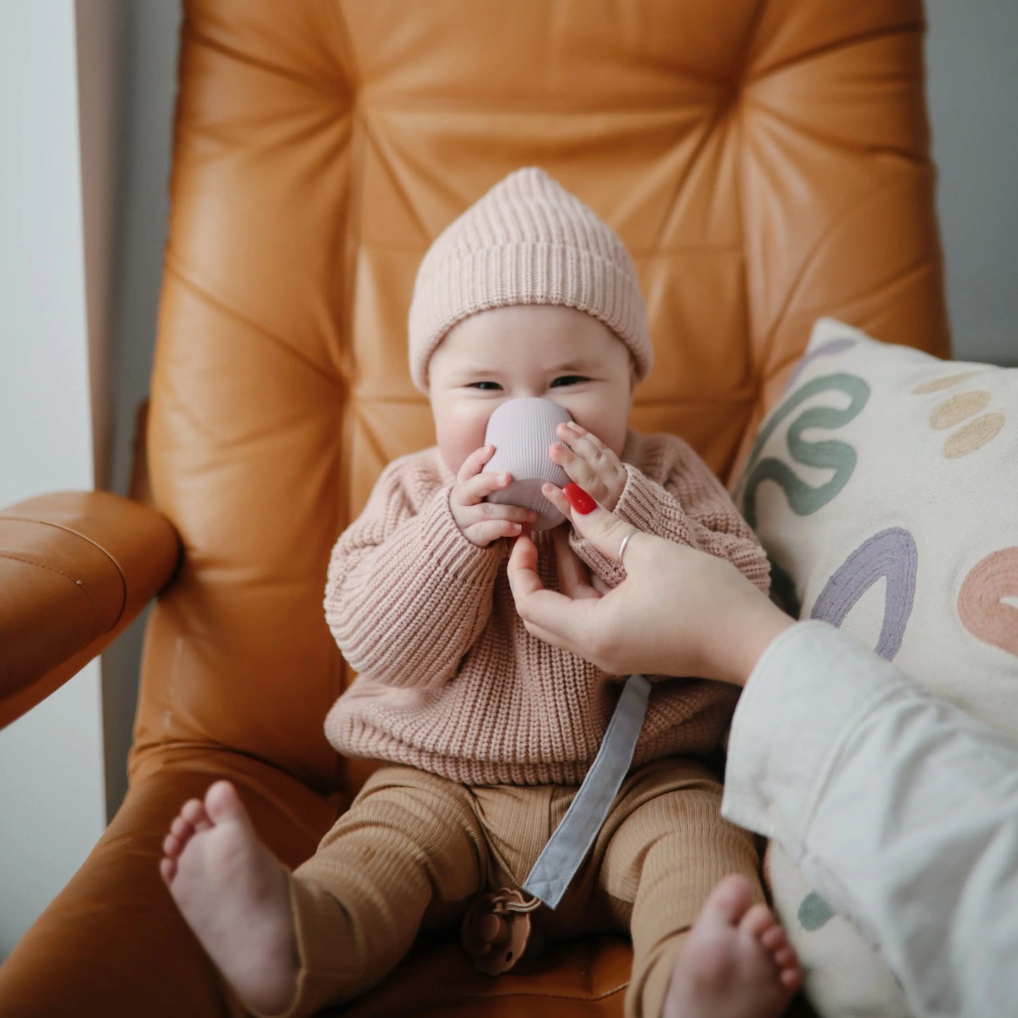 Silicone Starter Cup for Babies with Ribbed Texture and Weighted Base for Easy Transition from Bottle to Cup Mushie