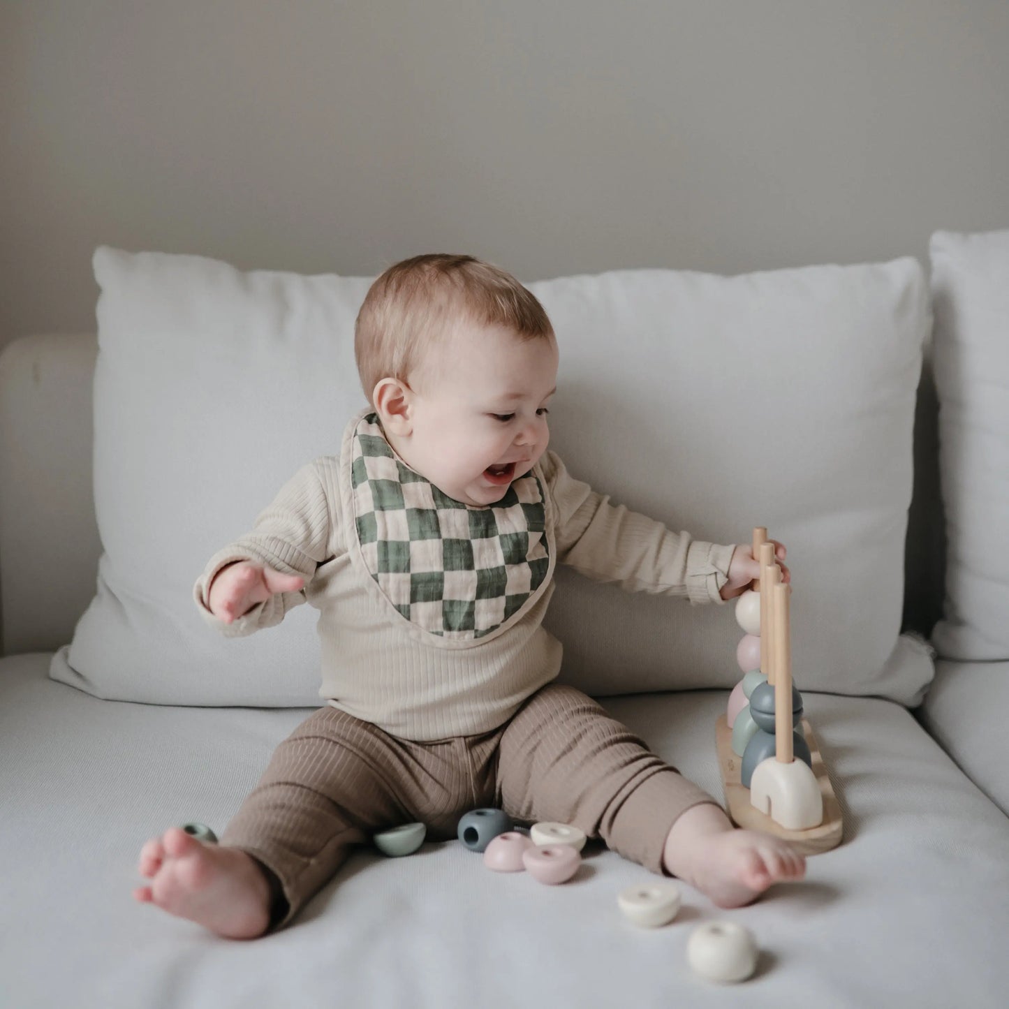 Muslin Bibs for Babies with Dual Snap Closure - Soft and Absorbent Multi-Layered Design Mushie