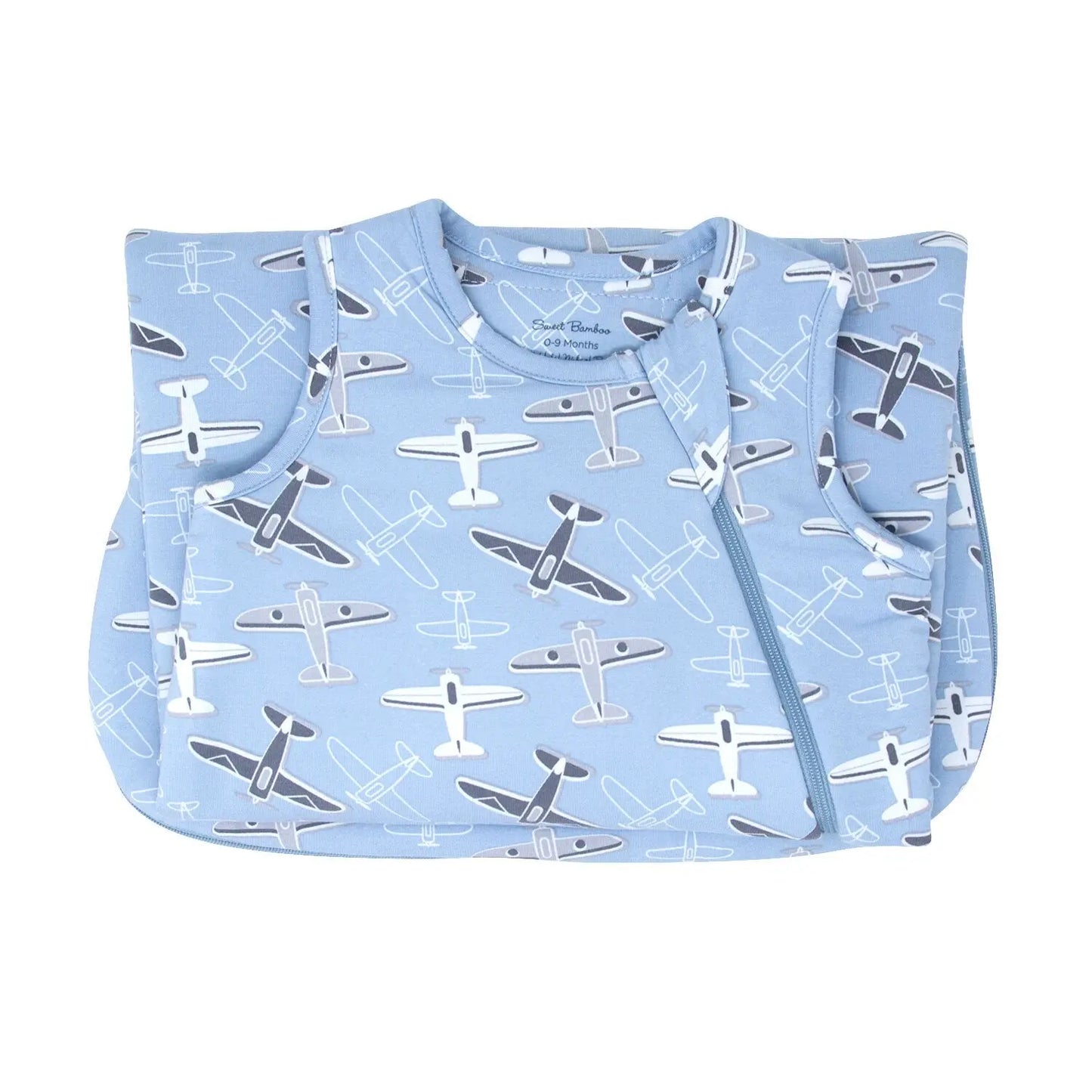 Vintage Airplanes Bamboo Sleep Sack for Infants 0 to 9 Months with 2 Way J Zipper and Quilted Lining Sweet Bamboo