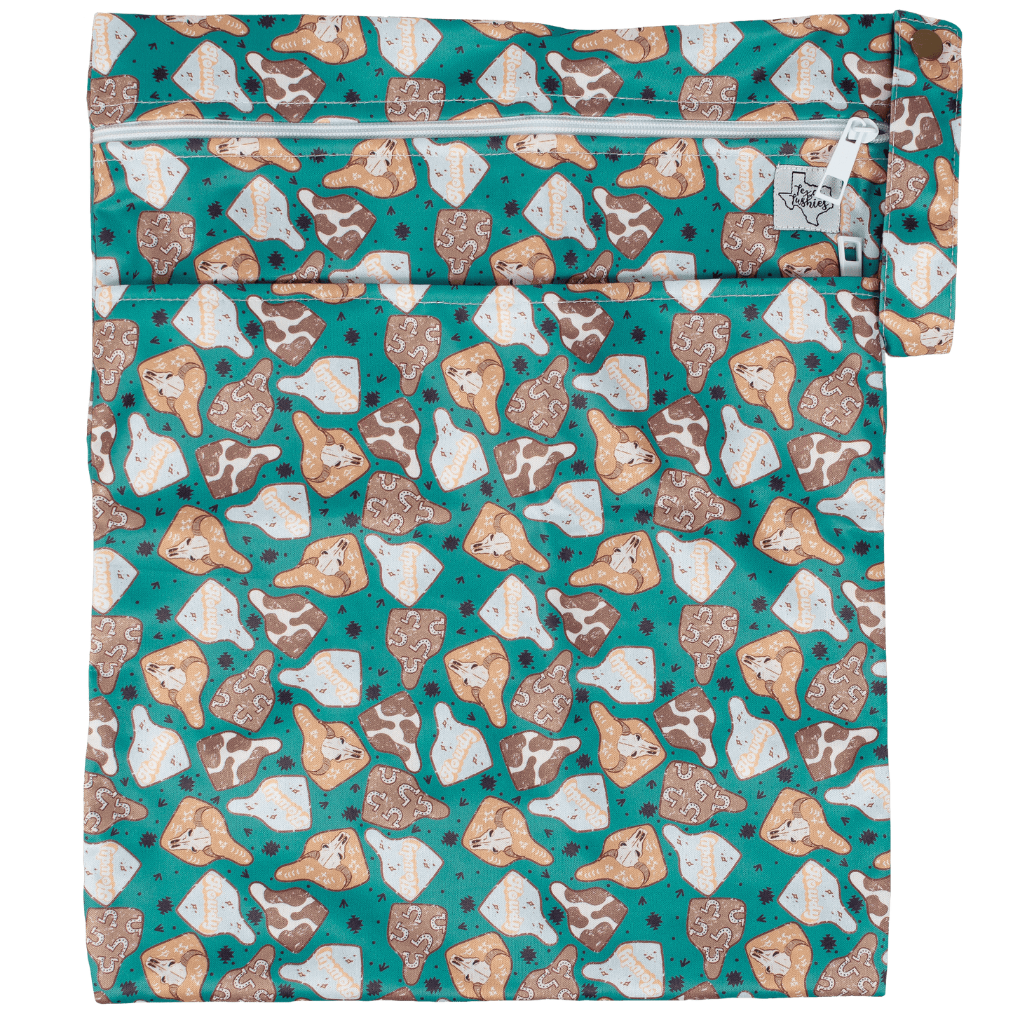 Standard Wet Dry Bag for Cloth Diapers Two Compartment Durable Machine Washable 12 by 16 Inches Texas Tushies