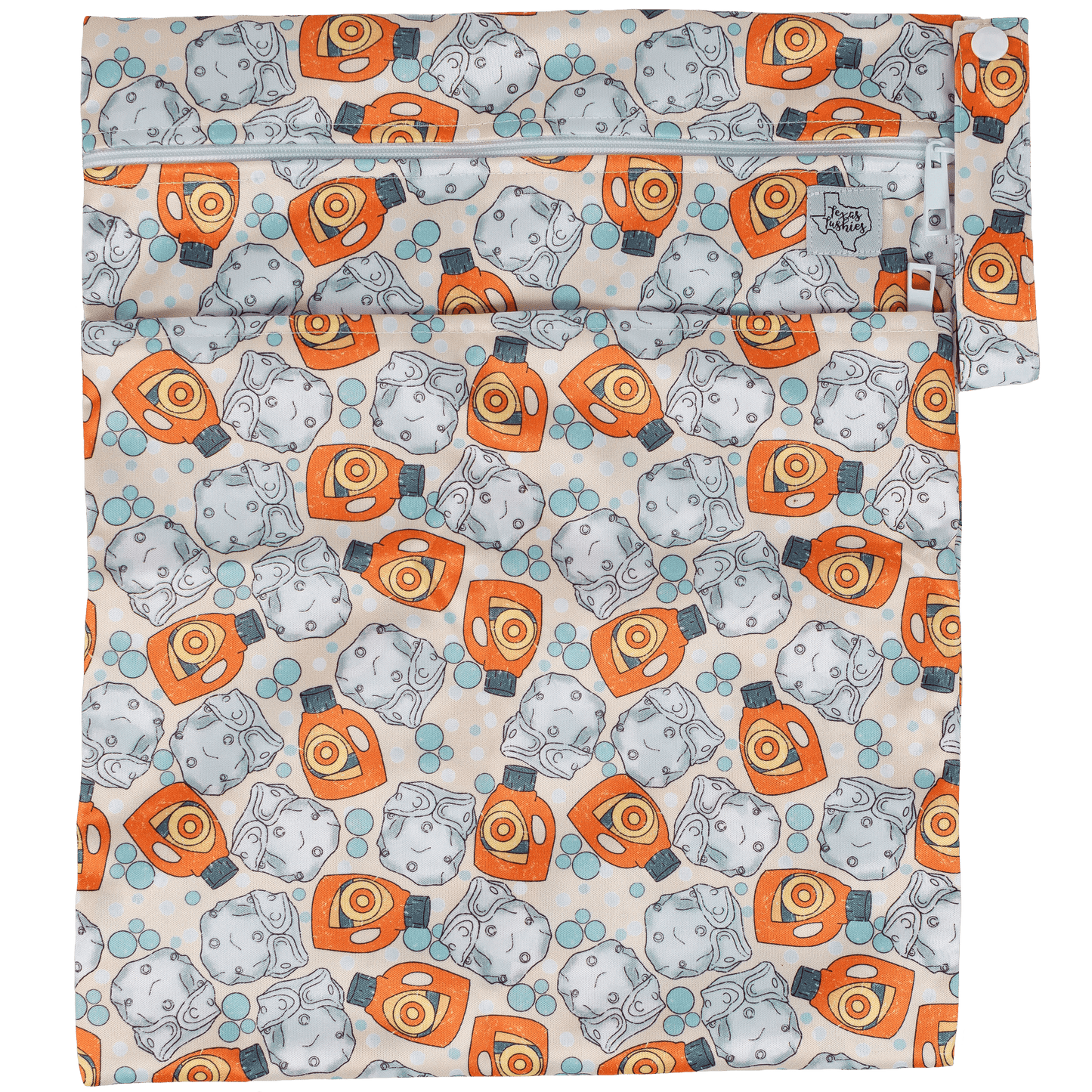 Standard Wet Dry Bag for Cloth Diapers Two Compartment Durable Machine Washable 12 by 16 Inches Texas Tushies