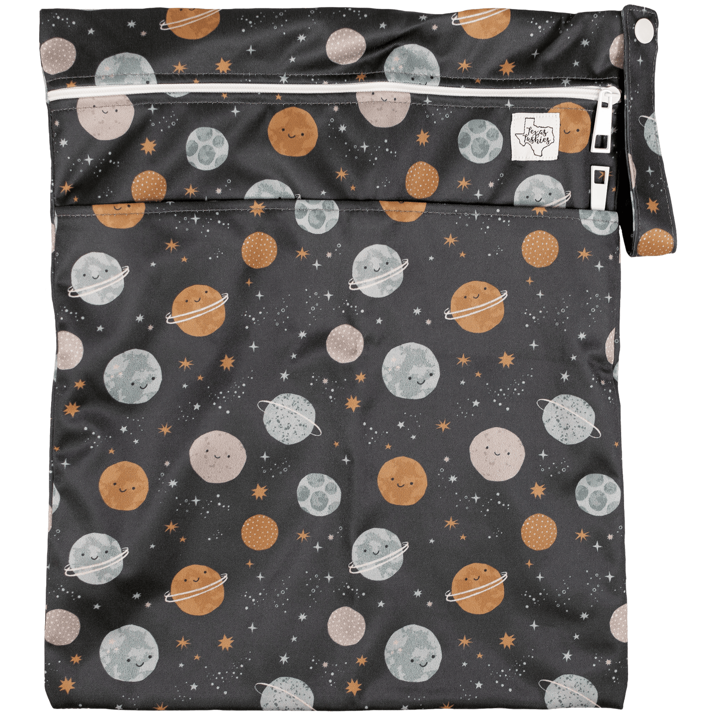 Standard Wet Dry Bag for Cloth Diapers Two Compartment Durable Machine Washable 12 by 16 Inches Texas Tushies