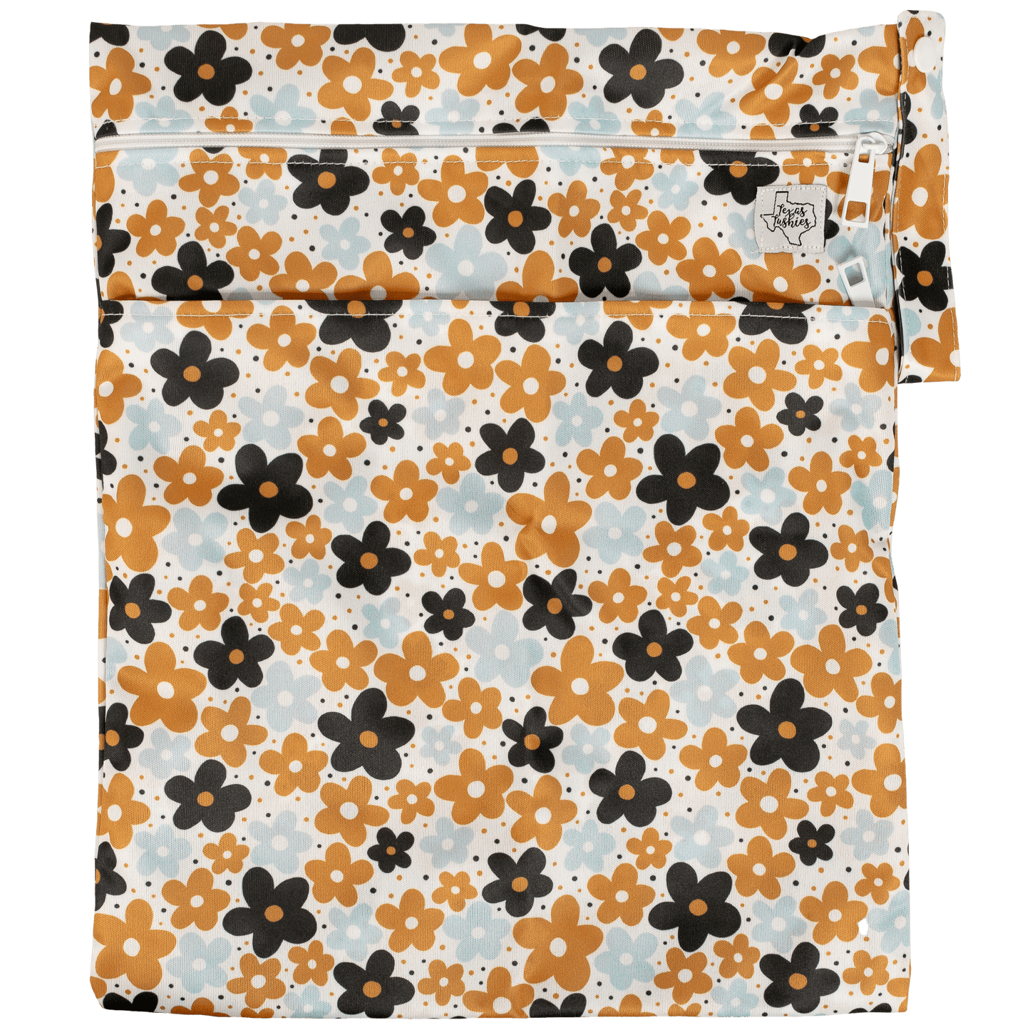 Standard Wet Dry Bag for Cloth Diapers Two Compartment Durable Machine Washable 12 by 16 Inches Texas Tushies