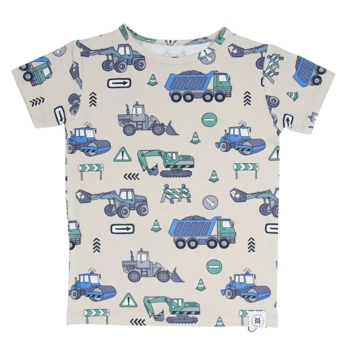 Trucks Diggers Construction Summer Pajama Set For Kids Sweet Bamboo