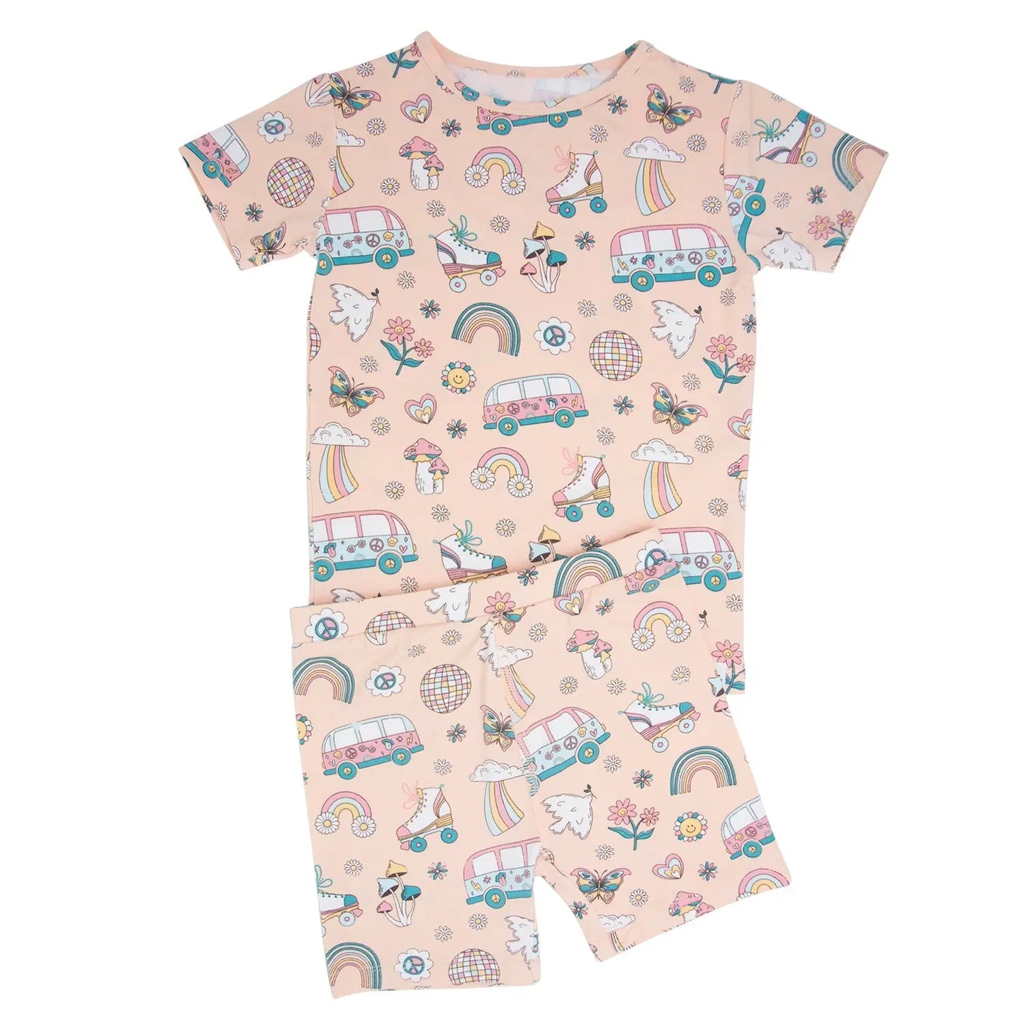 Retro Roller Skates Summer Pajama Set for Kids Sweet Bamboo