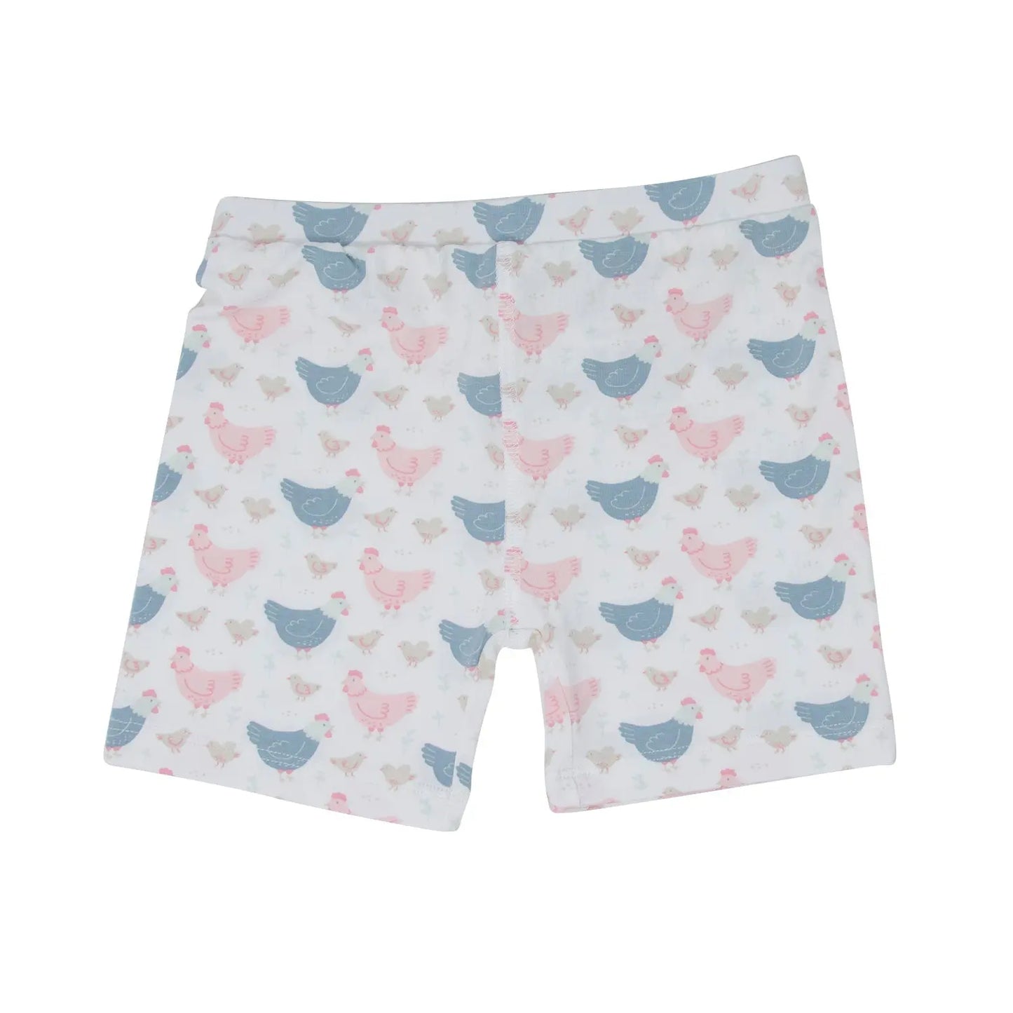 Pink Farm Hens Bamboo Summer Pajama Set for Kids Sweet Bamboo