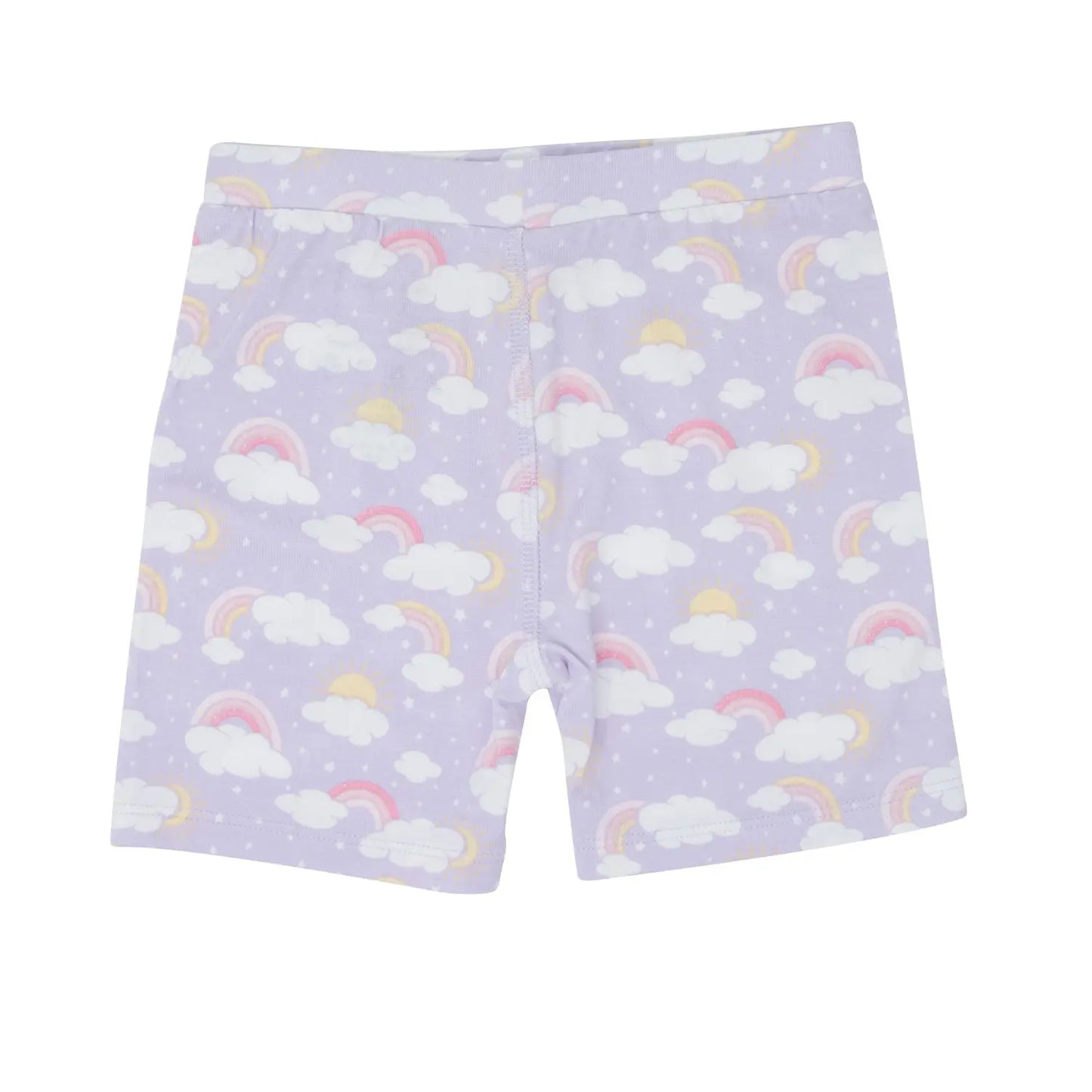 Lavender Rainbows and Clouds Summer Pajama Set for Kids Sweet Bamboo