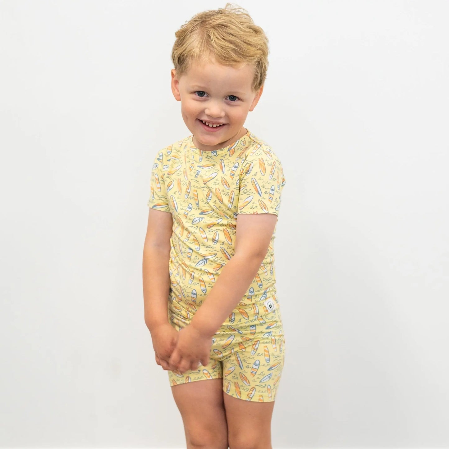 Surfboard Waves Summer Pajama Set For Kids Sweet Bamboo