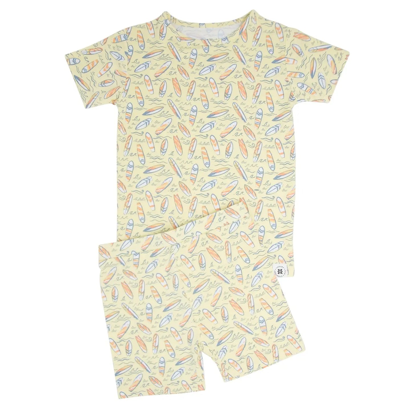 Surfboard Waves Summer Pajama Set For Kids Sweet Bamboo