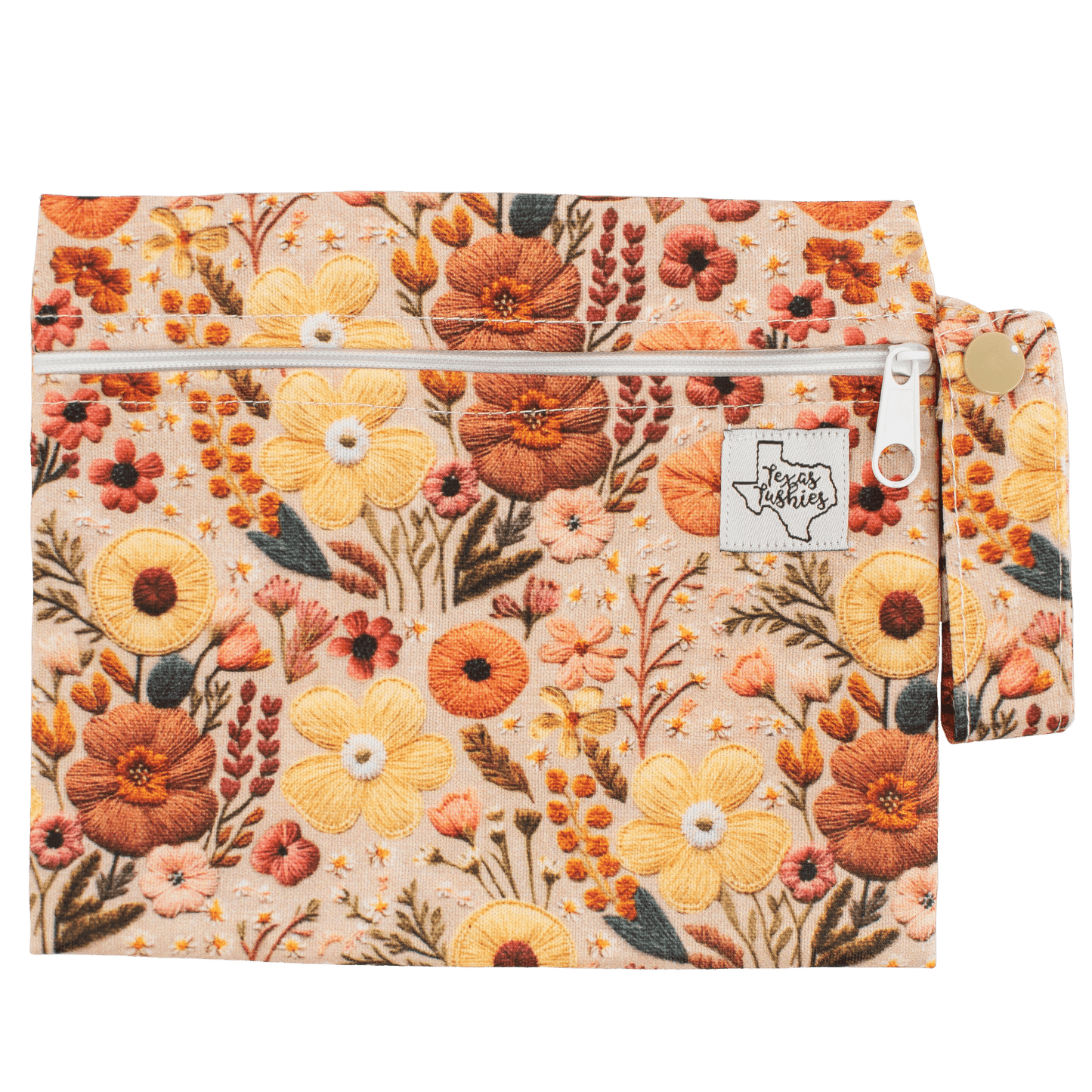 Sunset Embroidery Mini Wet Bag 6x7 Inches with Handle for Snacks Diapers Makeup and More Texas Tushies