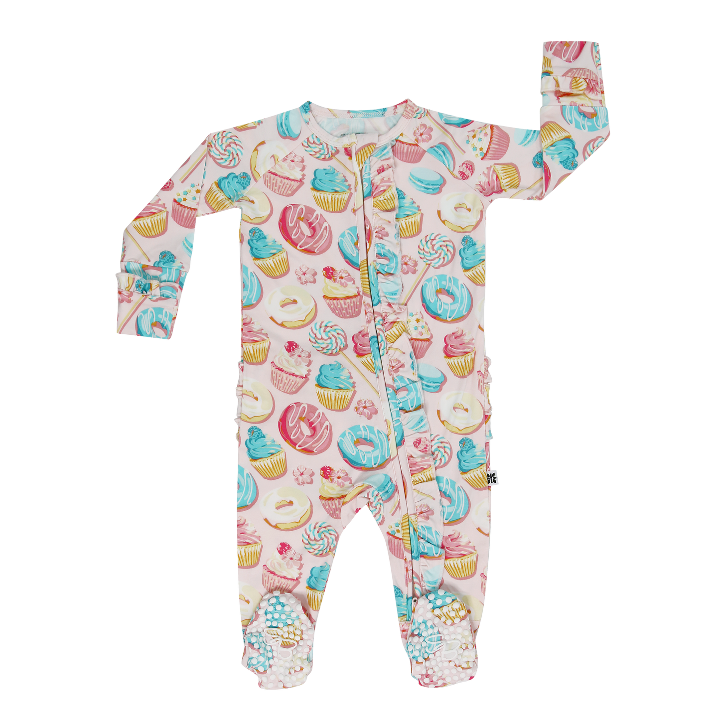 Sweet Tooth Ruffle Footie Two Way Zip For Baby Comfort Sweet Bamboo Everetts Place: Online Boutique