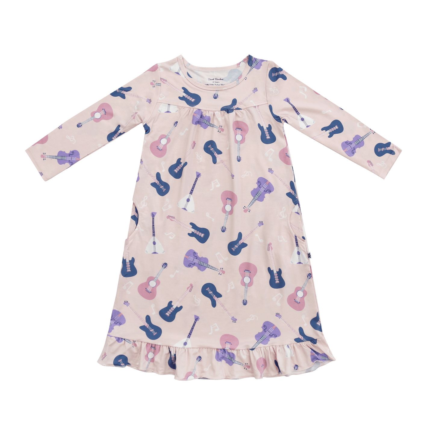 Girls Boho Tea Length Dress With Long Sleeves And Pockets Sweet Bamboo Everetts Place: Online Boutique