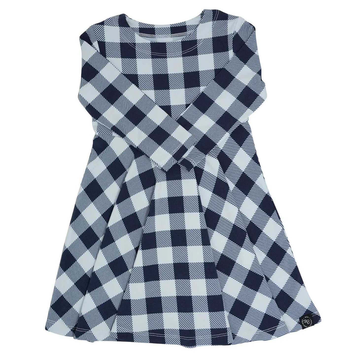 Swirly Girl Dress Buffalo Plaid Print Holiday Dress for Girls Sweet Bamboo