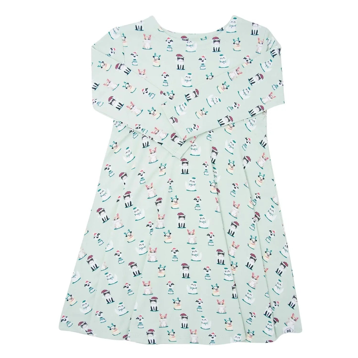Swirly Girl Dress Knee Length Long Sleeve Empire Waistline Comfortable Stretchy Fabric Sweet Bamboo