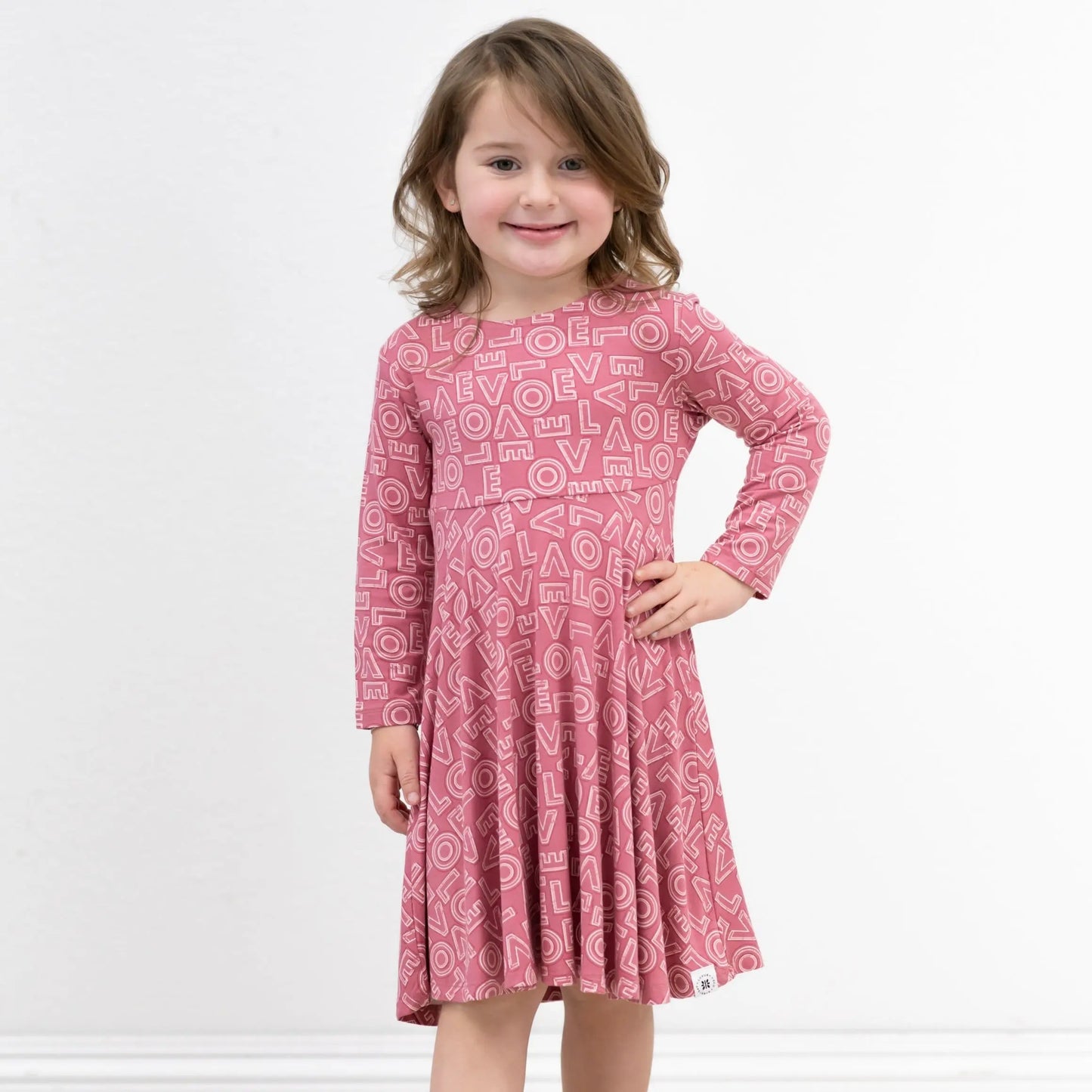 Swirly Girl Dress Knee Length Long Sleeve Empire Waistline Flexible Design Safe for Sensitive Skin Sweet Bamboo