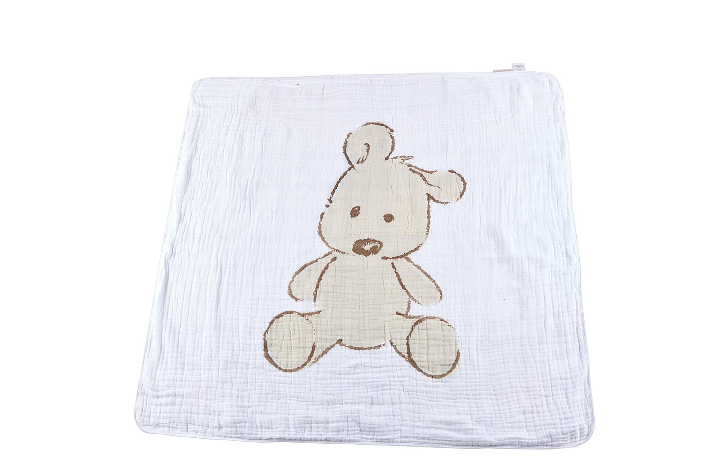 Teddy Bear Plaid Cotton Muslin Blanket for Kids Cozy Soft Breathable Four Layer Design Newcastle Classics