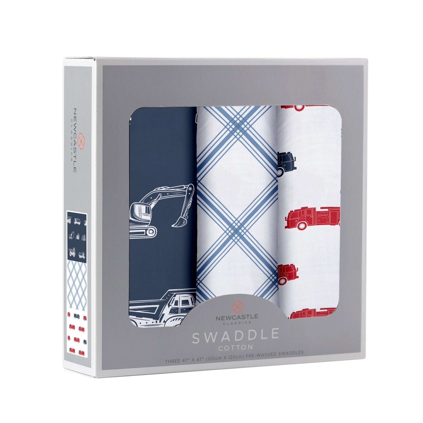 Things That Go Swaddle 3 Pack Muslin Swaddles 100 Percent Natural Cotton Newcastle Classics