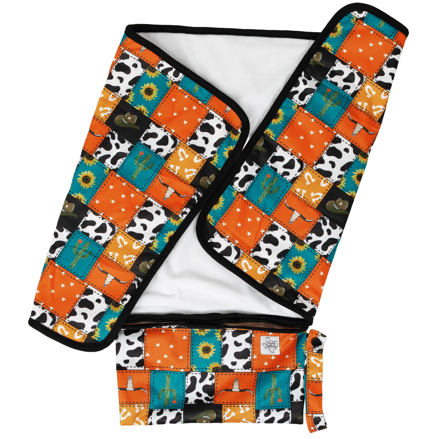 Travel Changing Pad with Soft Bamboo Velour and Compact Fold Up Design Texas Tushies