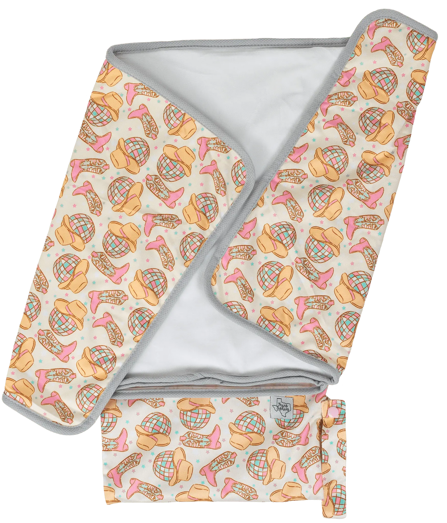 Travel Changing Pad with Soft Bamboo Velour and Compact Fold Up Design Texas Tushies